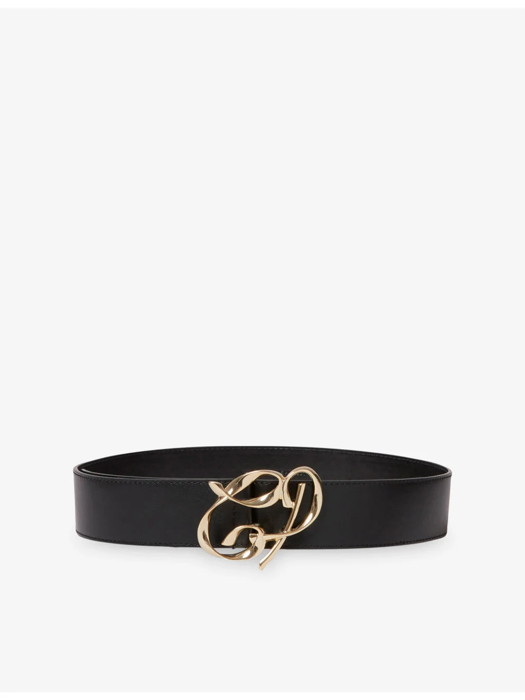 Monogram-Buckle Leather Belt - 1