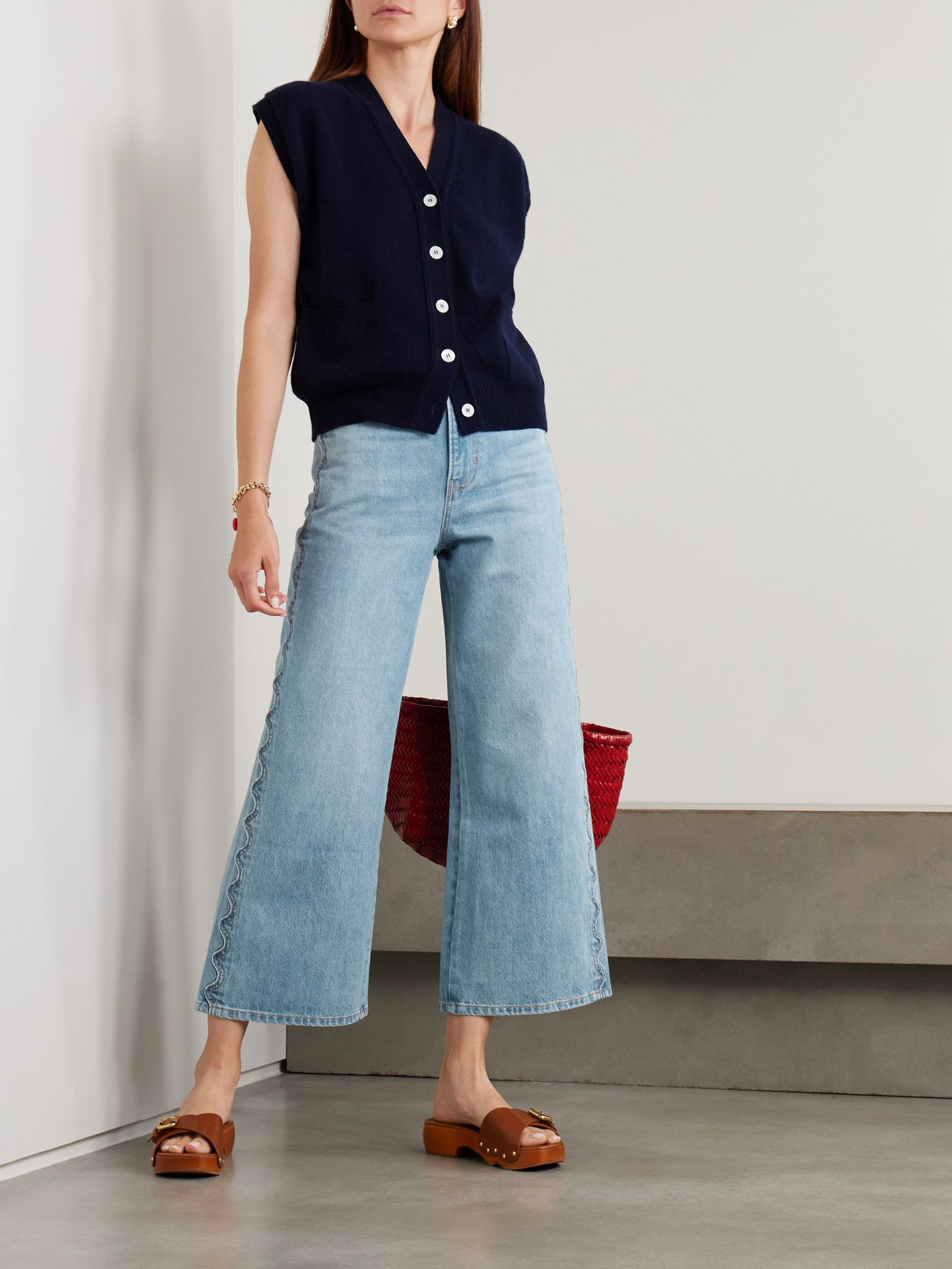 Taylor cropped scalloped high-rise wide-leg jeans Mid denim - 2