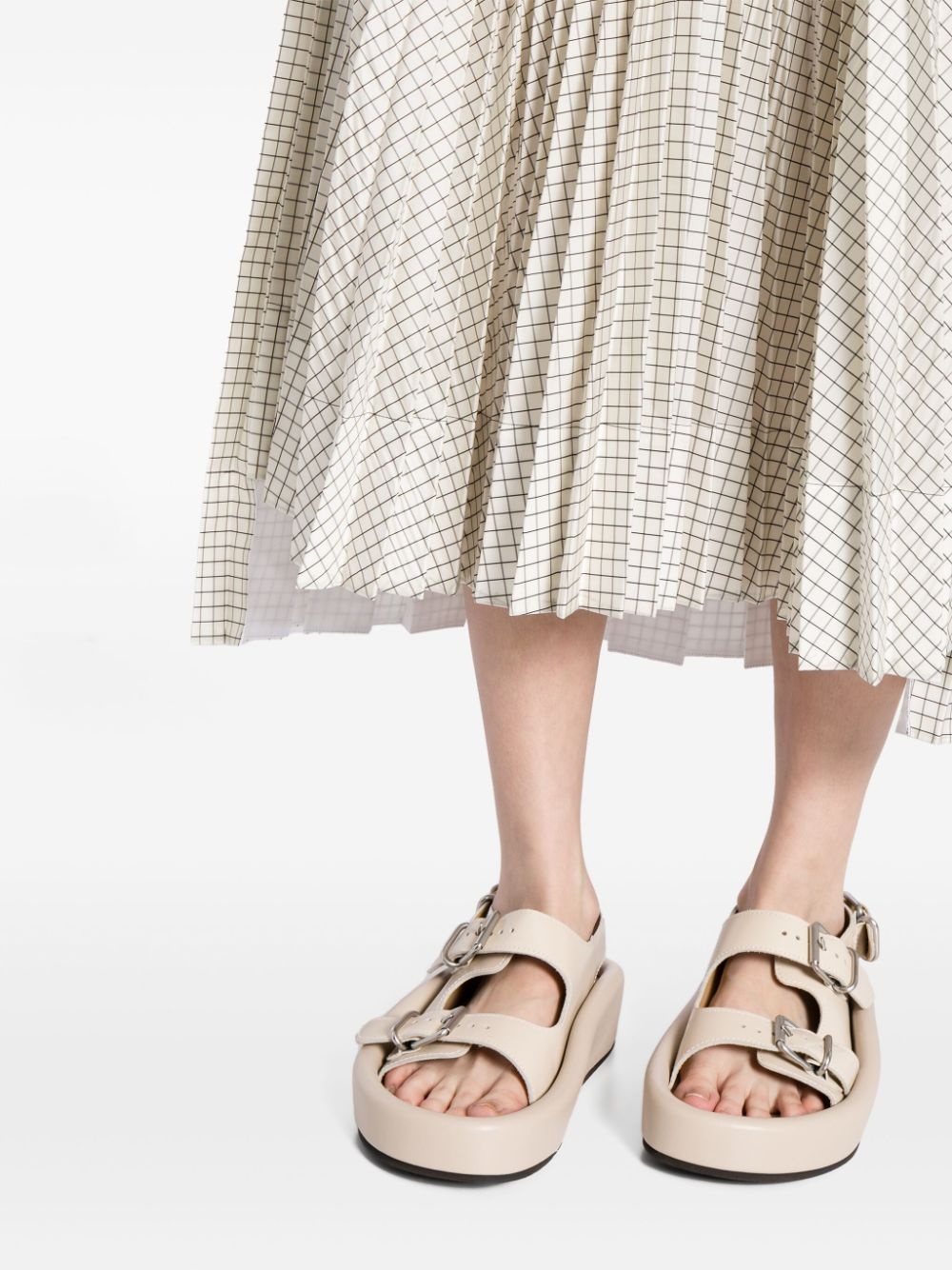 grid-pattern taffeta midi skirt - 5