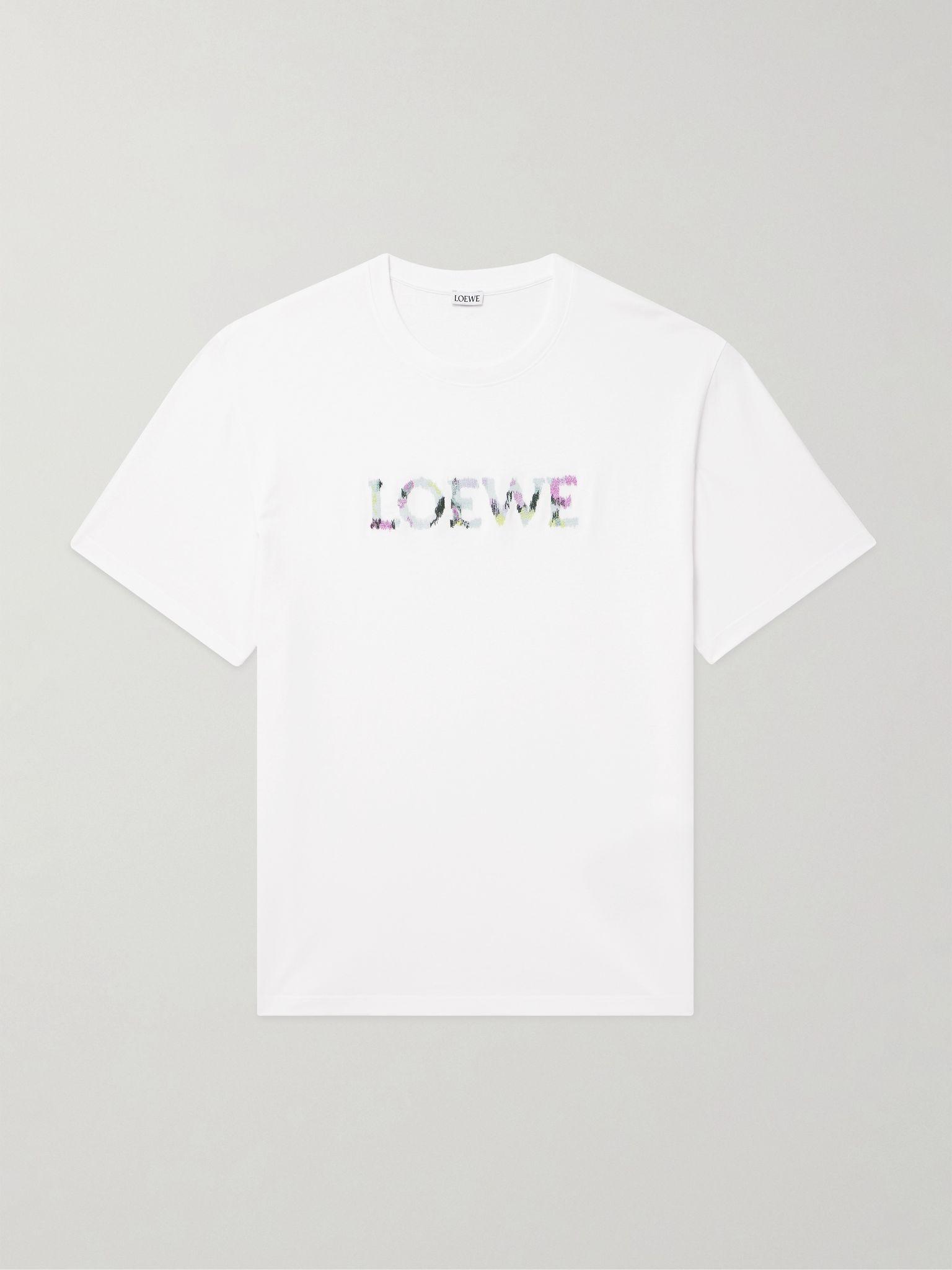 Logo-Embroidered Cotton-Jersey T-Shirt White - 1