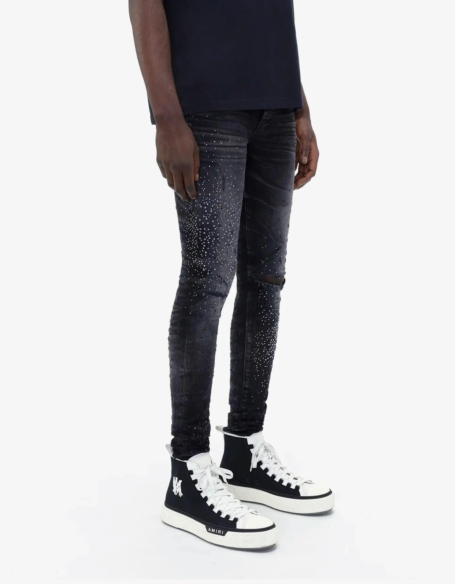 Amiri Jeans Black Crystal Shotgun - 6