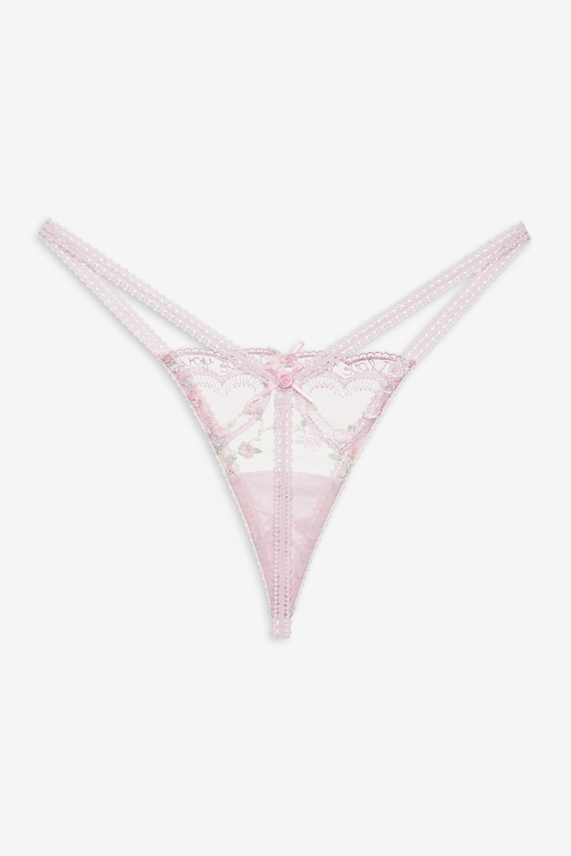 For Love & Lemons Ily Embroidered Thong Panty outlook