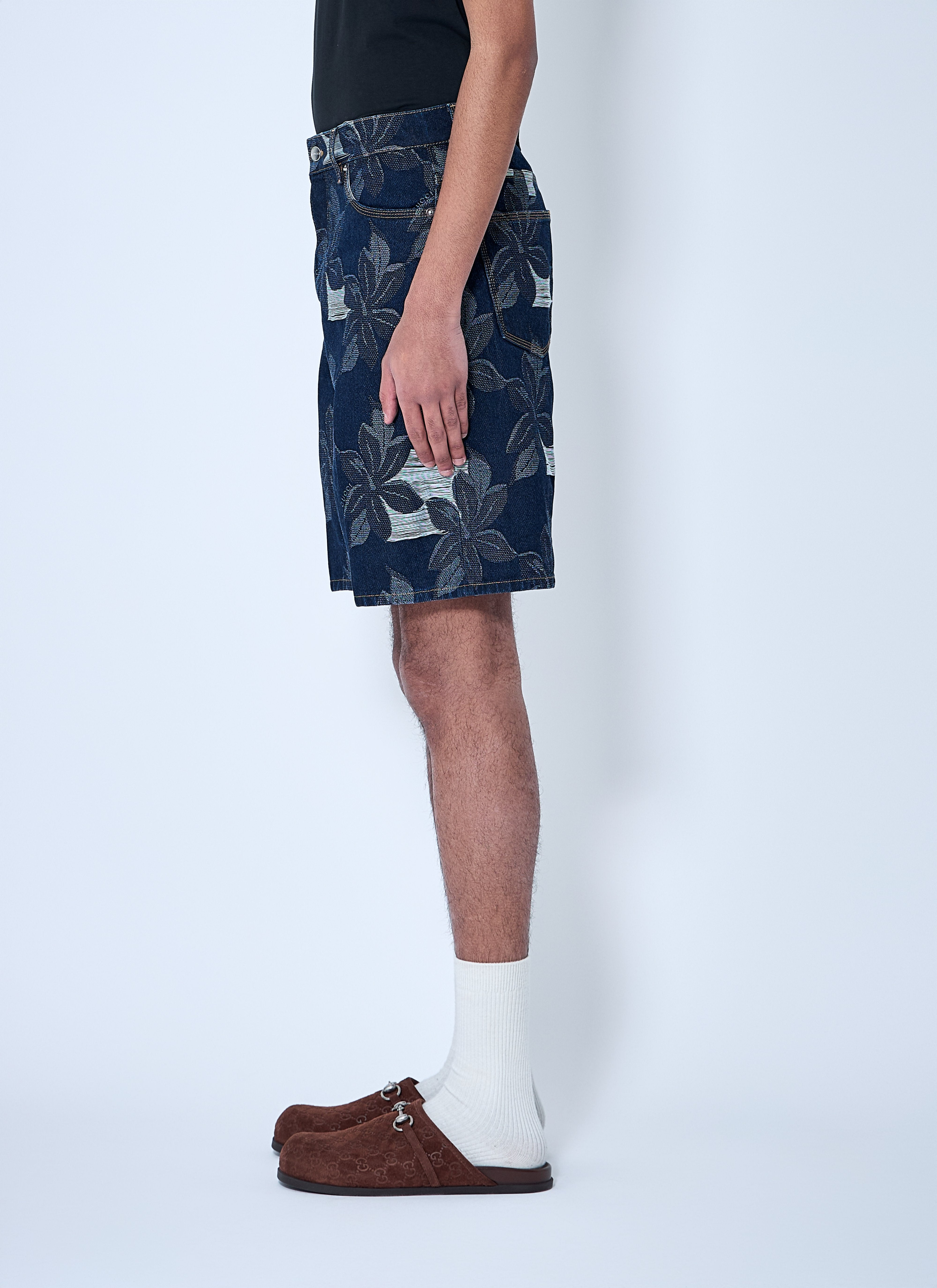 Gucci Men Denim Jacquard Shorts - 3