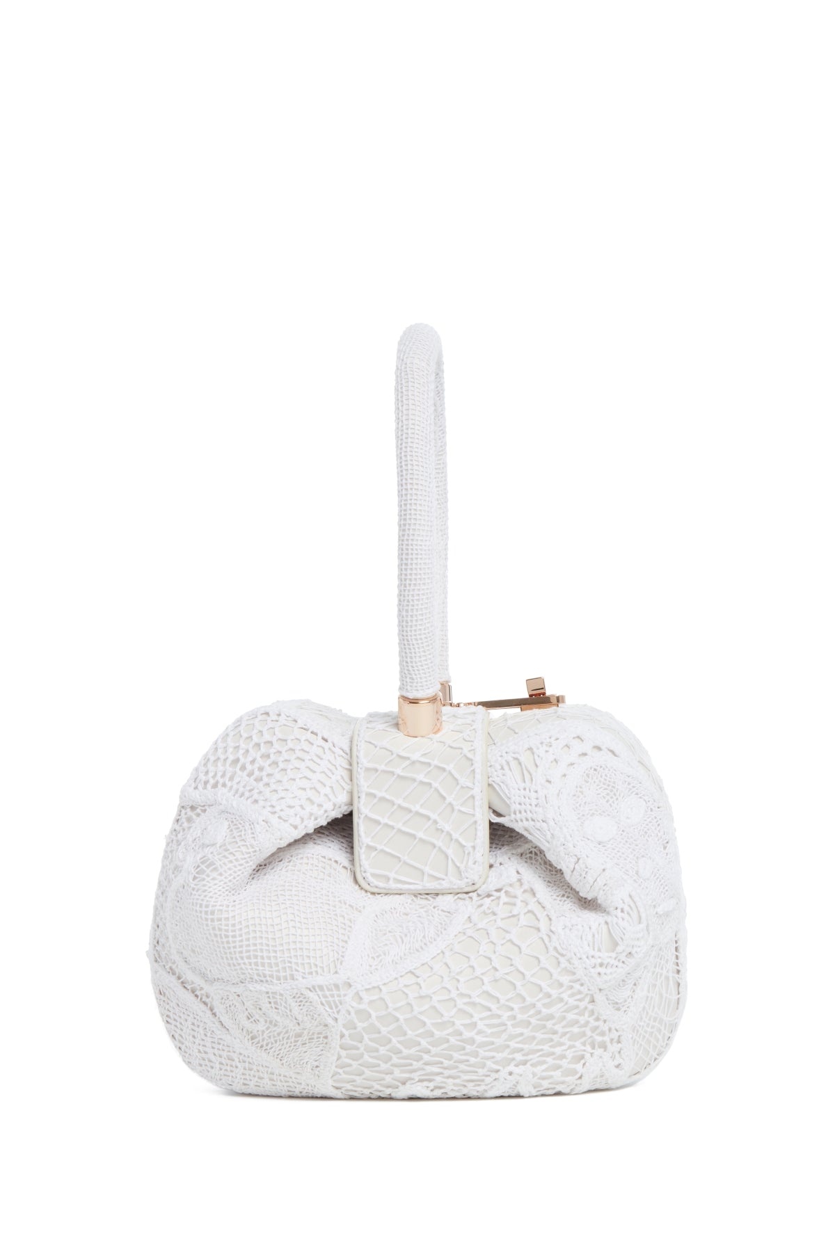 Nina Bag in Ivory Nappa Leather with Cotton Macrame - 2