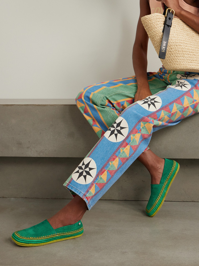 Loewe + Paula's Ibiza Rio Raffia-trimmed Suede Espadrilles outlook