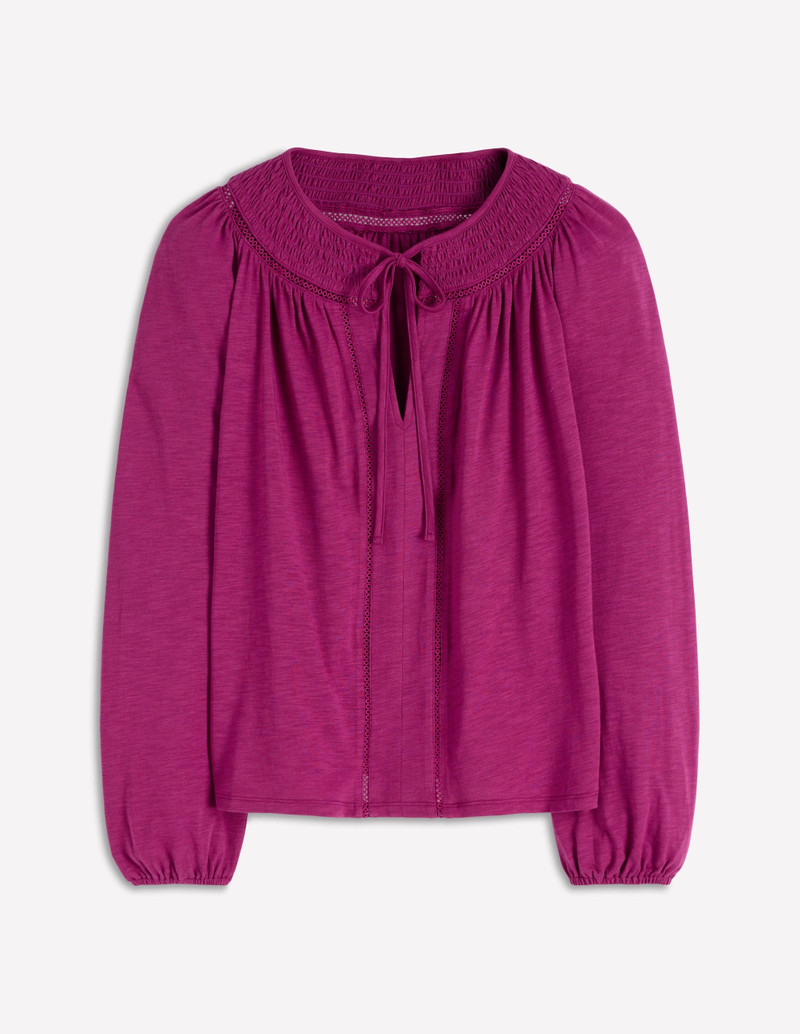 Georgia Smocked Jersey Top-Rich Magenta 1
