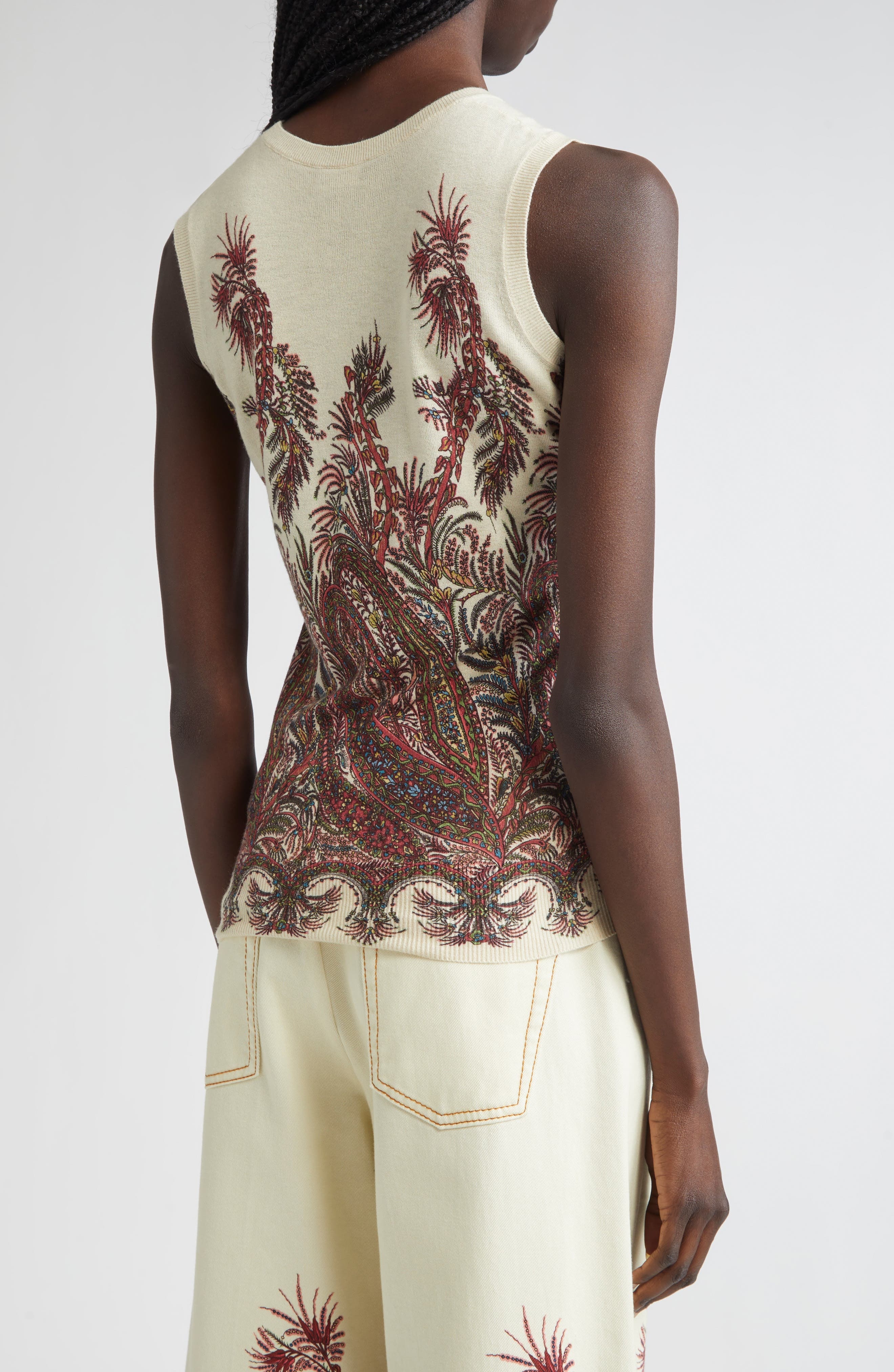 Etro Floral Paisley Silk & Cashmere Shell in Print On White Base at Nordstrom - 2