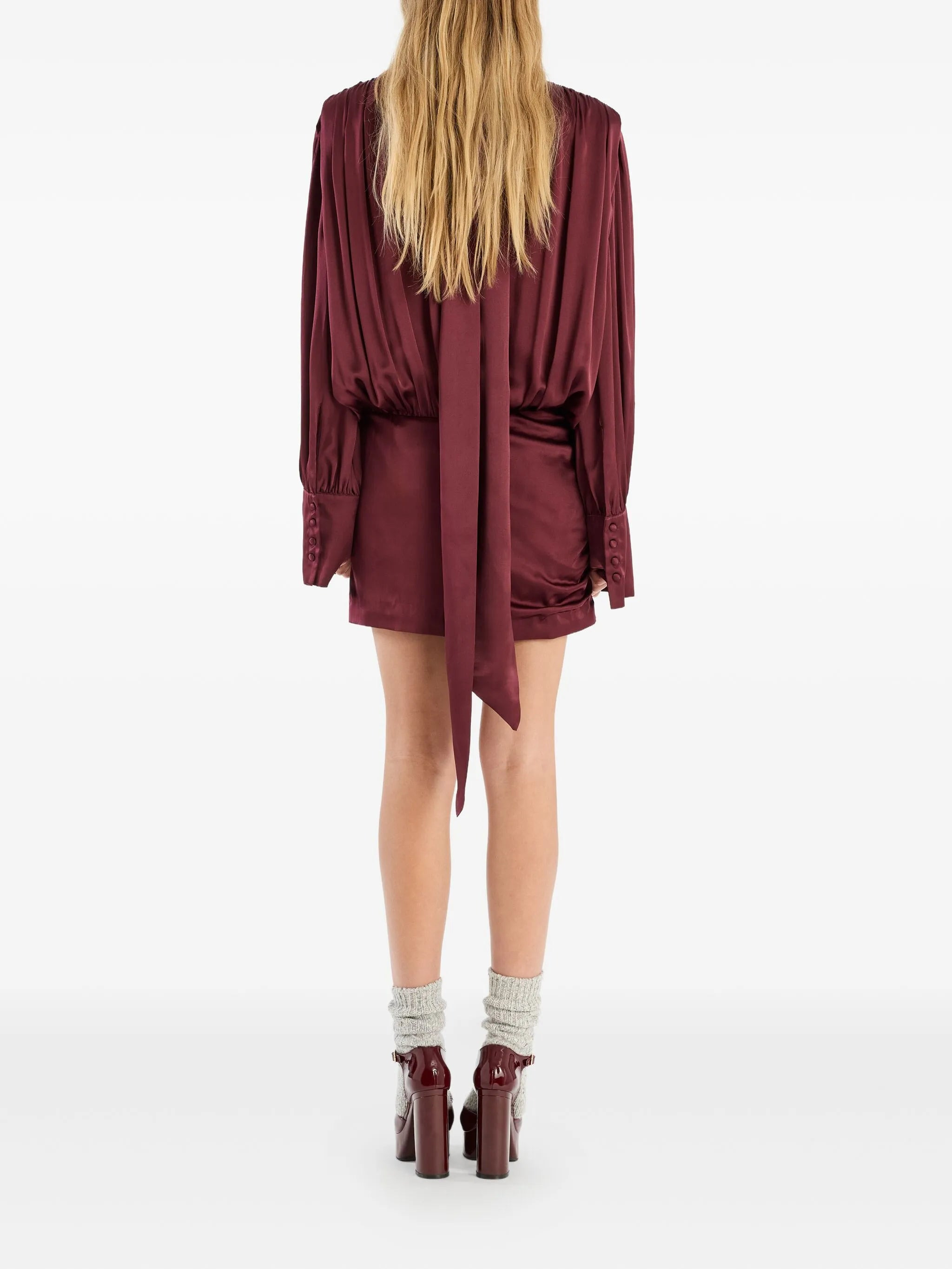 v-neck mini dress - 3