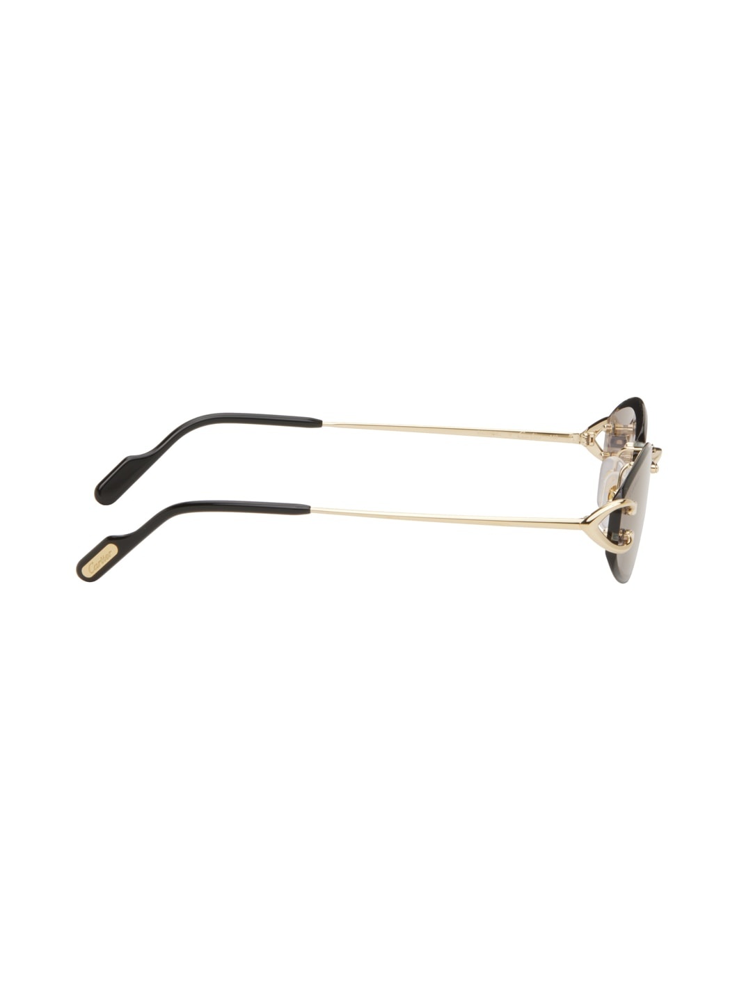 Gold & Green 'Signature C de Cartier' Geometrical Metal Sunglasses - 3
