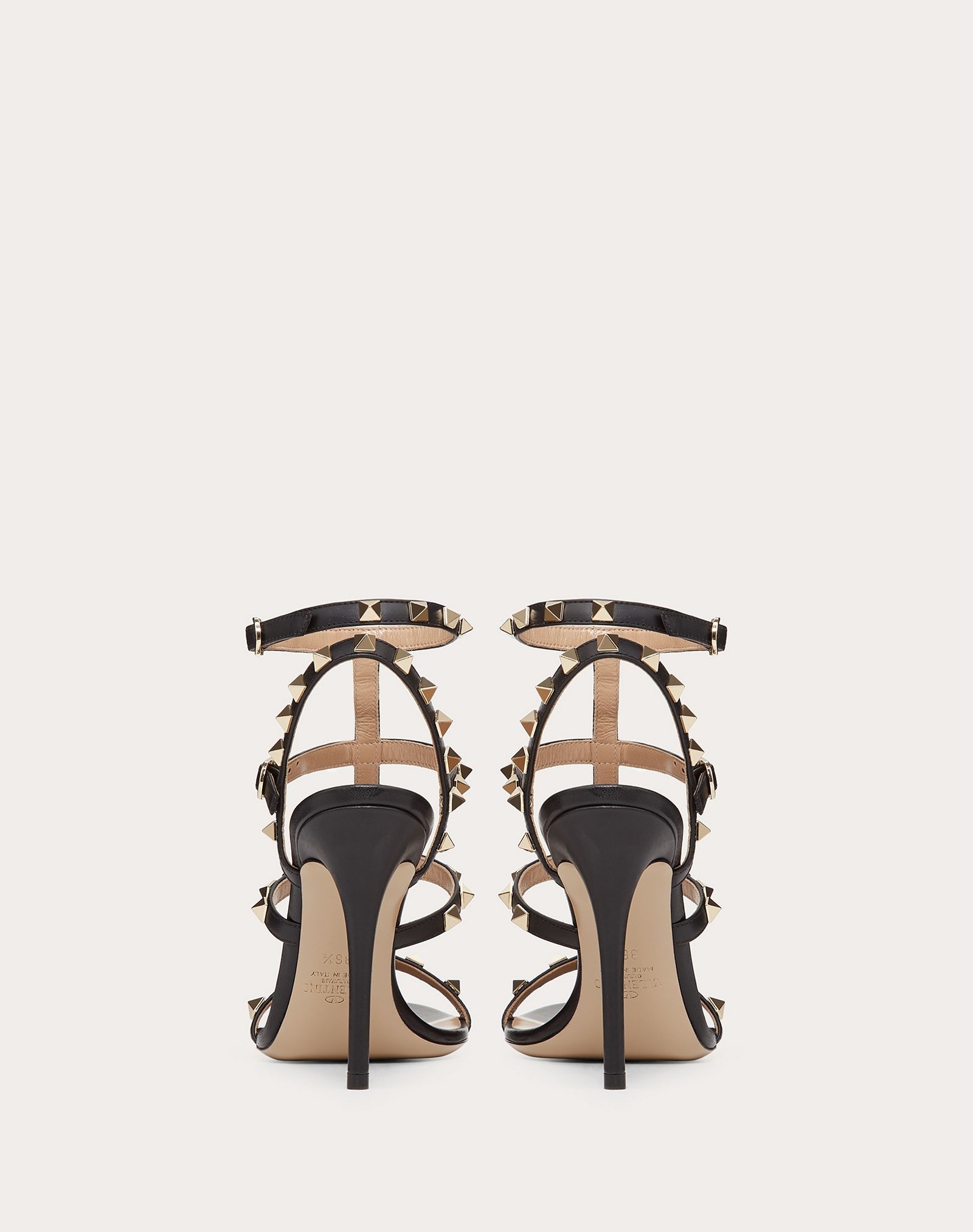 Rockstud Calfskin Ankle Strap Sandal 100 mm - 3