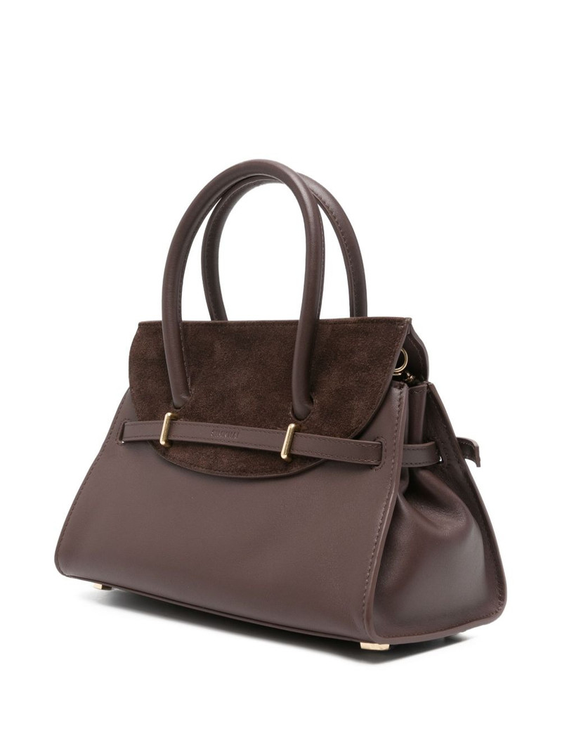 SIMKHAI small River suede-panel buckled tote bag outlook