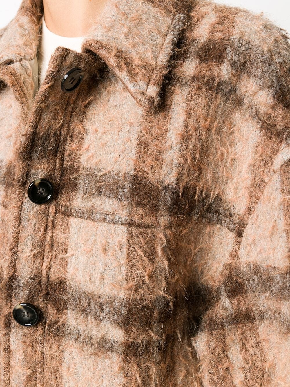 brushed check overshirt - 5