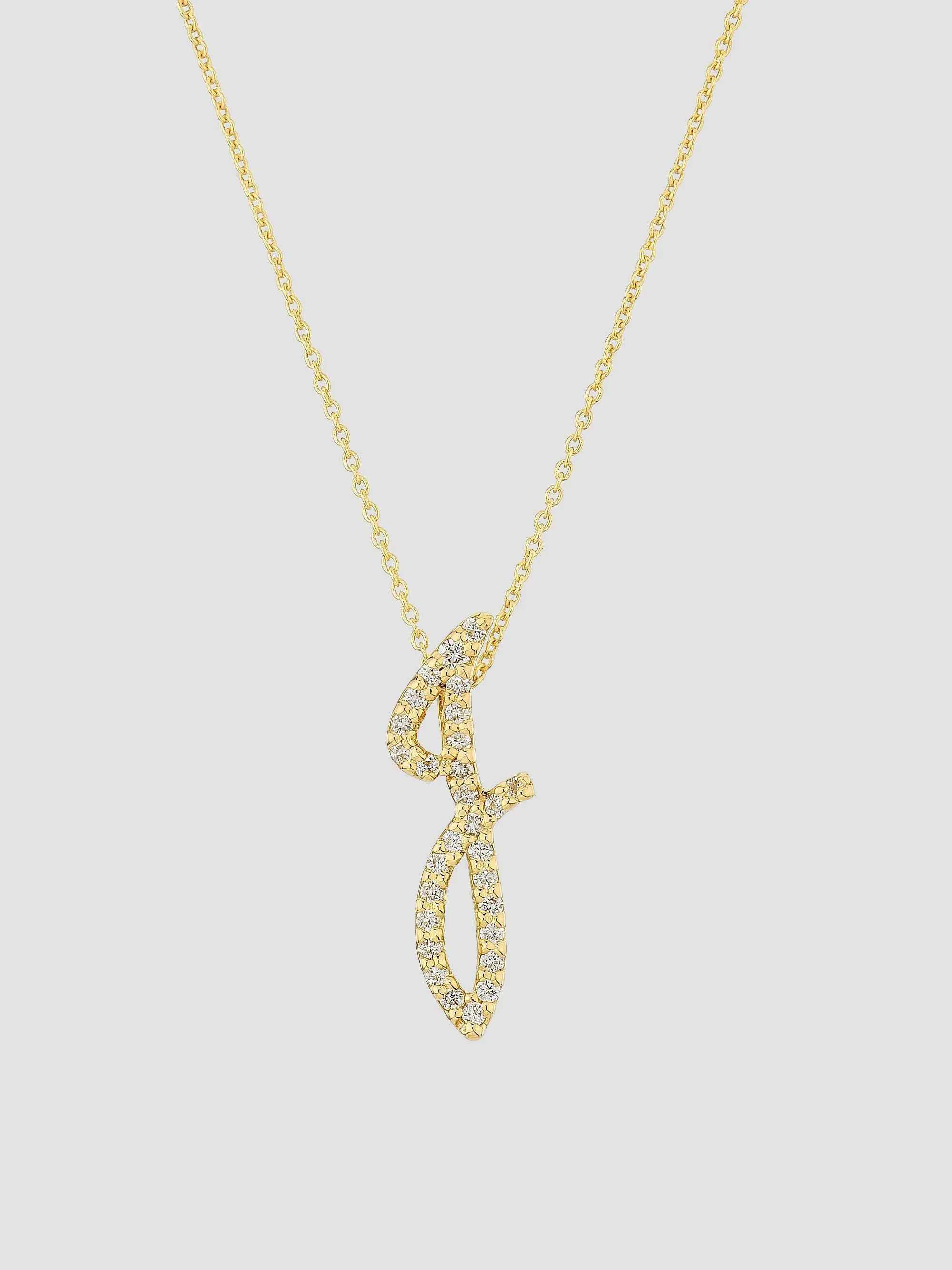 Women's Tiny Treasures Script Initial 18K Yellow Gold, Ruby & 0.24-0.34 TCW Diamond Pendant Necklace - 1