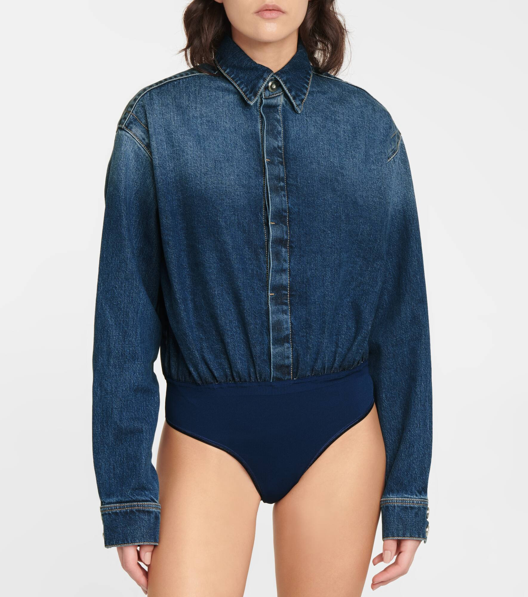 Denim shirt bodysuit - 3