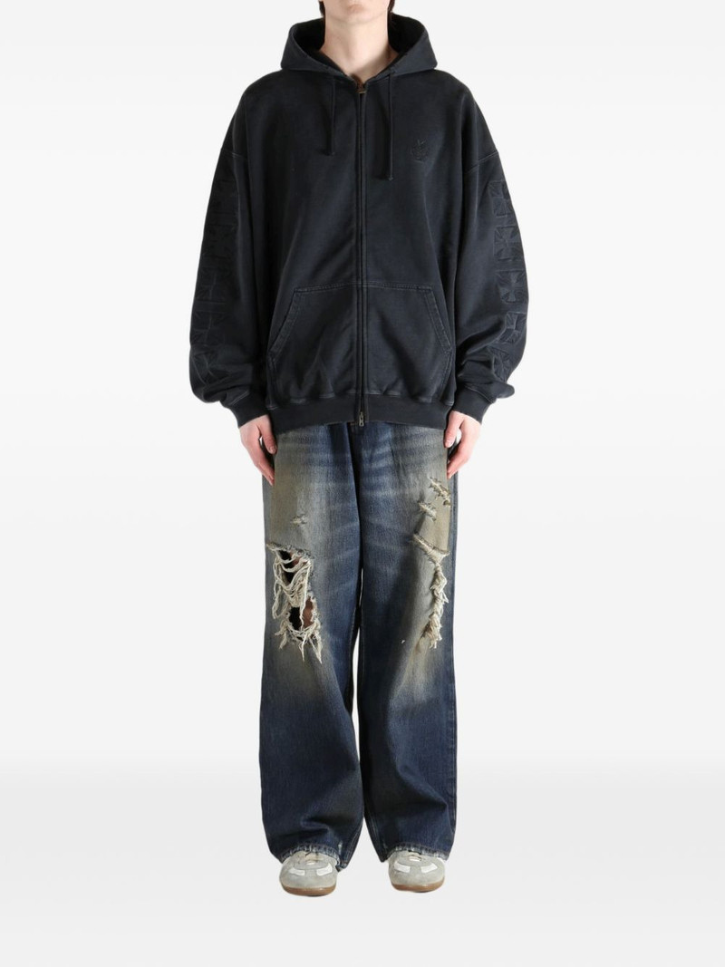 VETEMENTS hooded embossed zip-up hoodie outlook