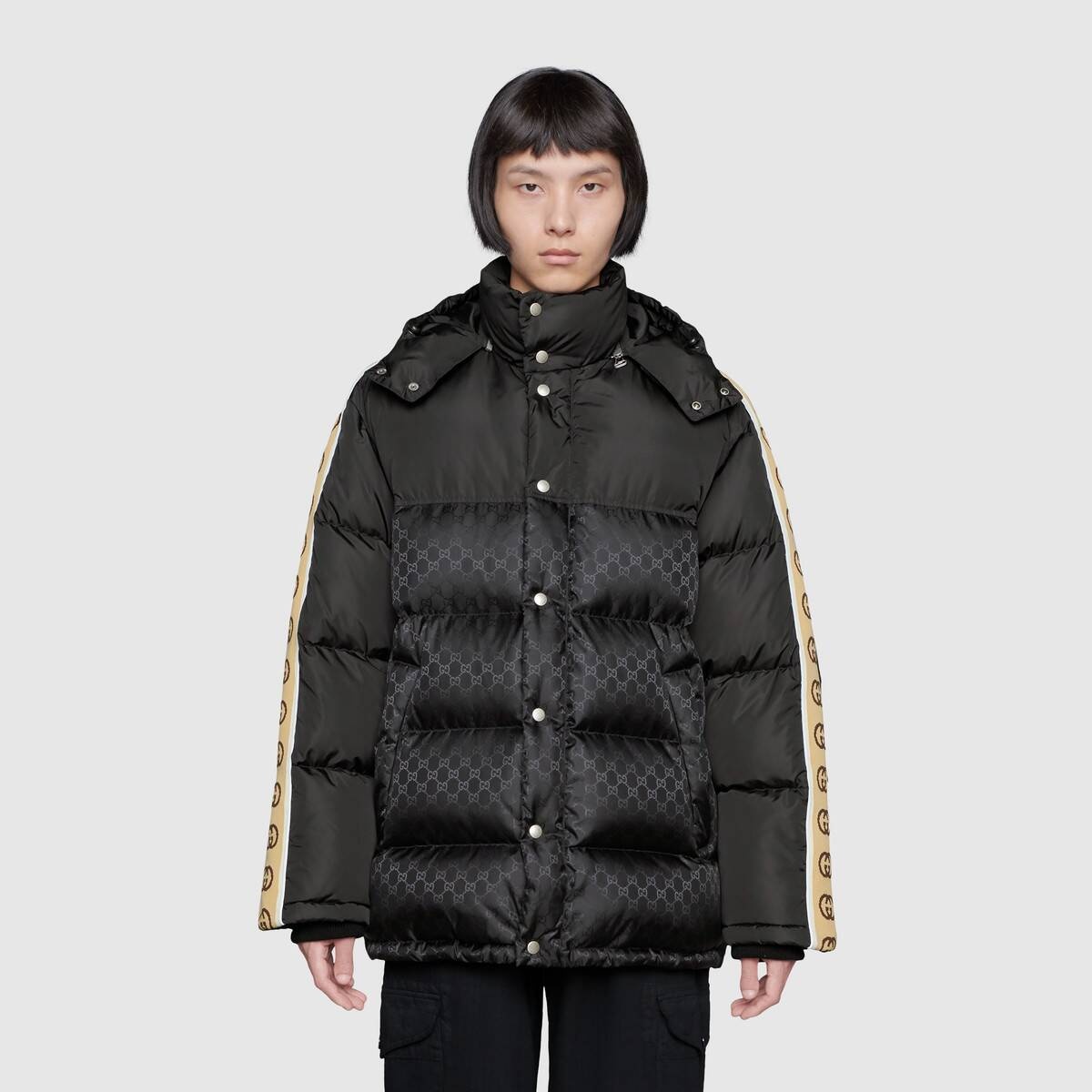 GG jacquard nylon padded coat - 3