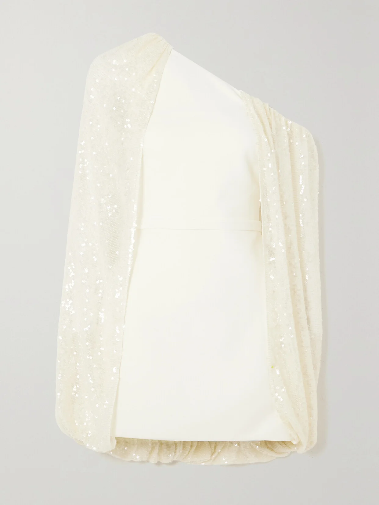 Janie One-shoulder Crepe And Sequined Tulle Mini Dress - 1