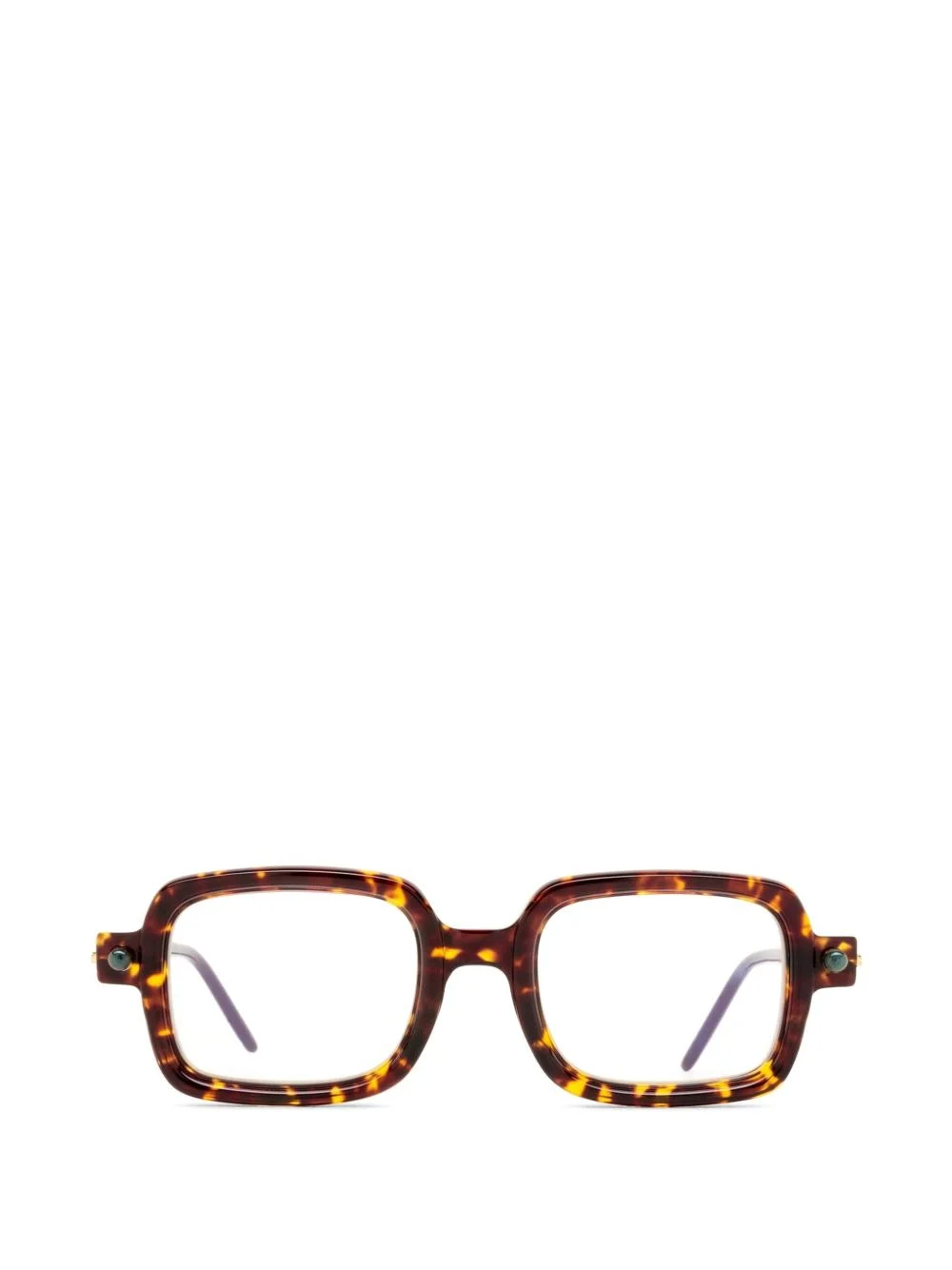 P2 tortoiseshell-effect squared-frame glasses - 1