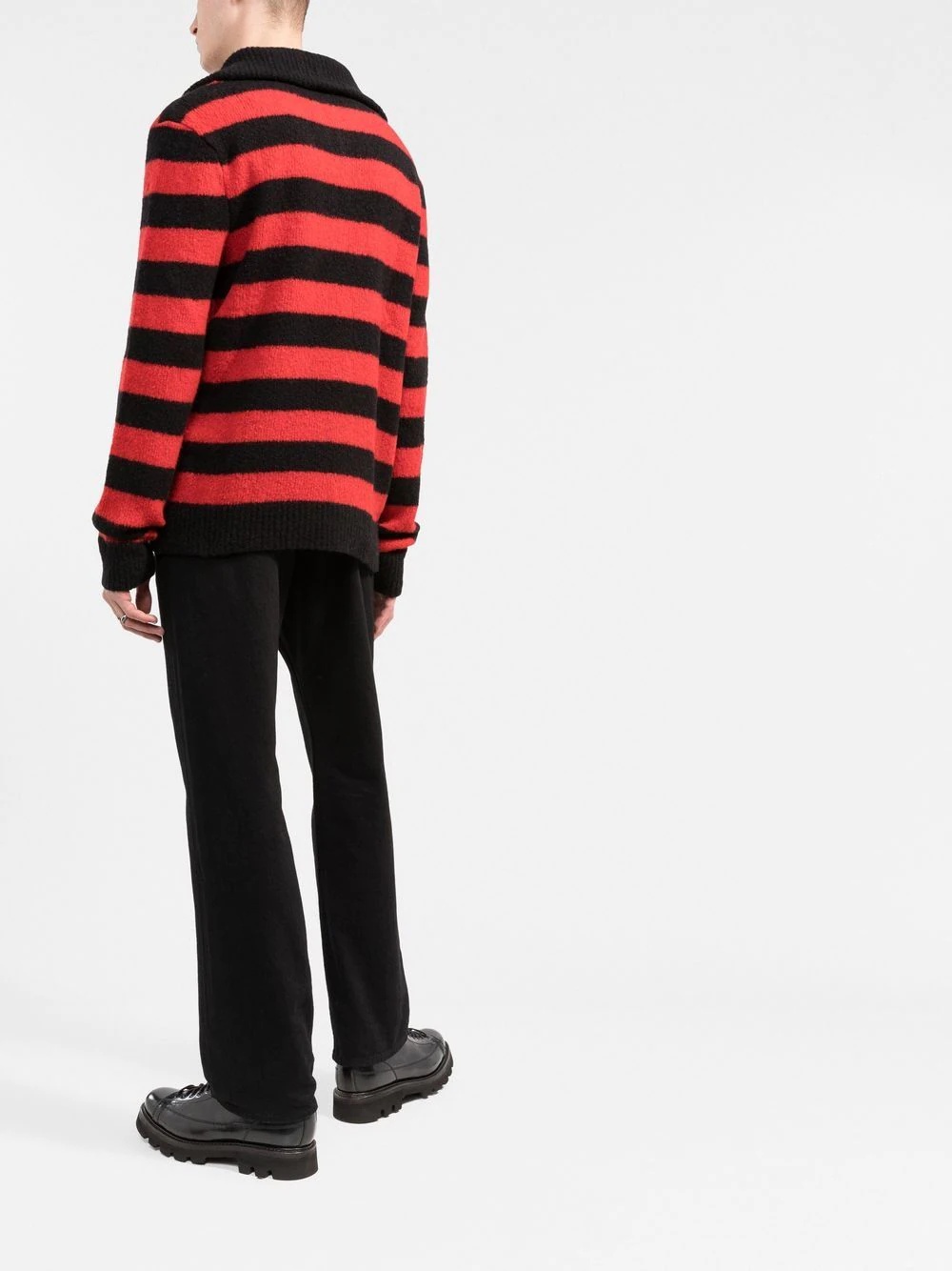 horizontal stripe knitted quarter-zip jumper - 4