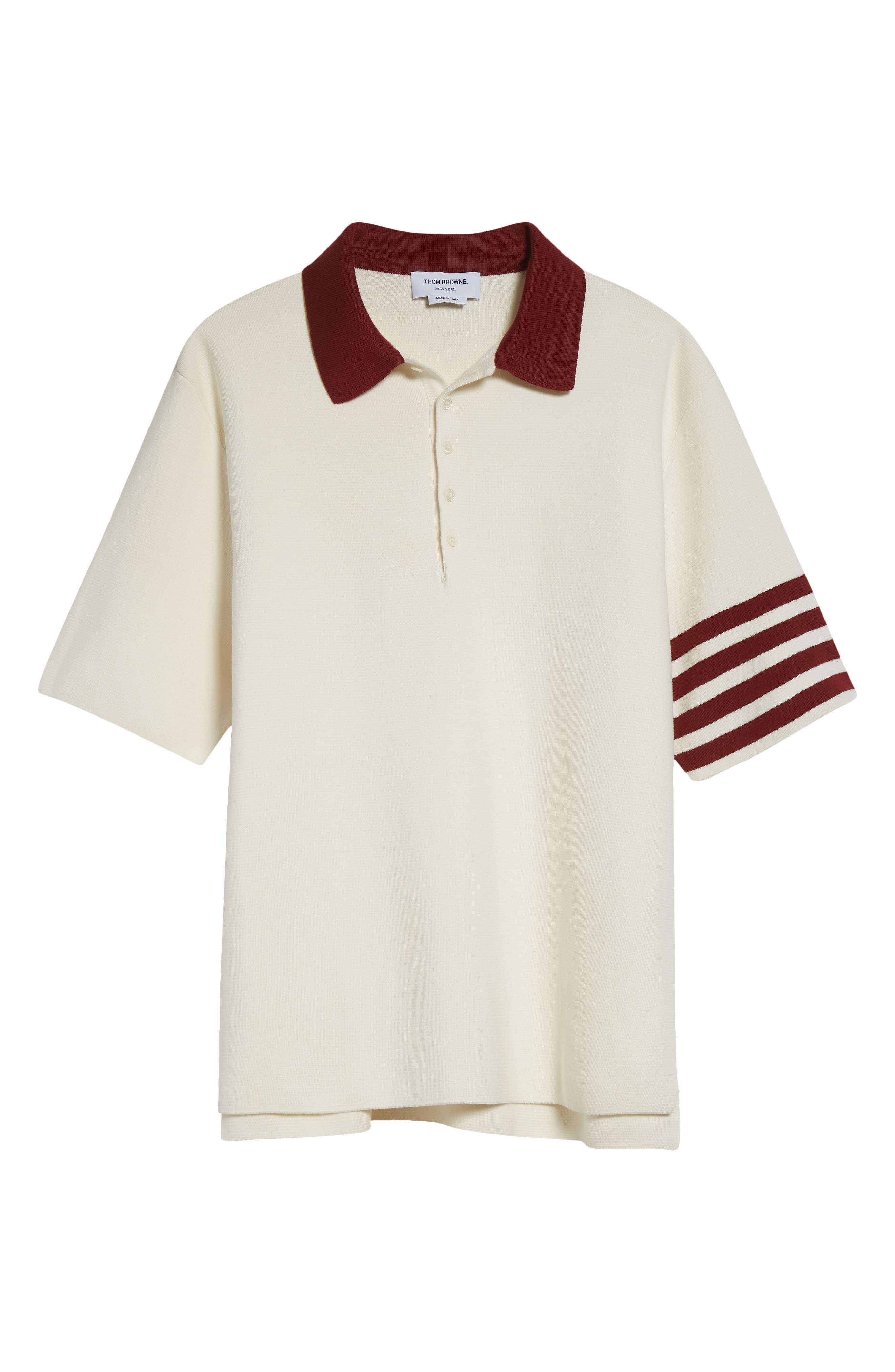 Thom Browne Rugby Fit 4-Bar Milano Stitch Short Sleeve Polo Sweater in White at Nordstrom - 6