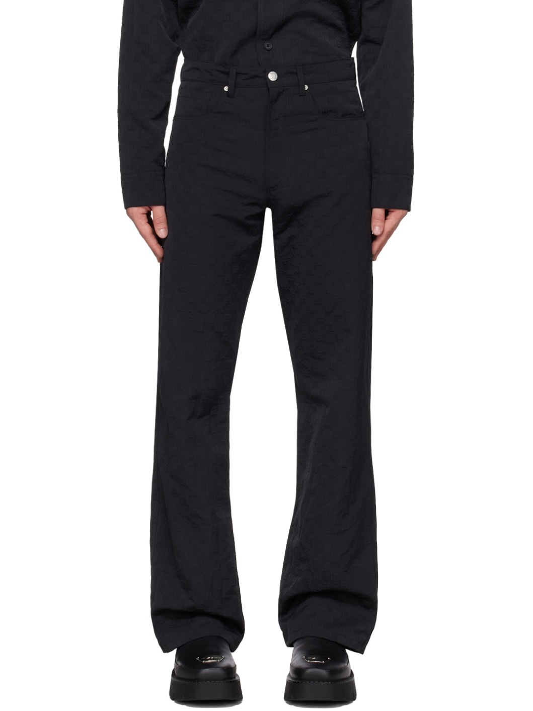 Black Embossed Trousers - 1