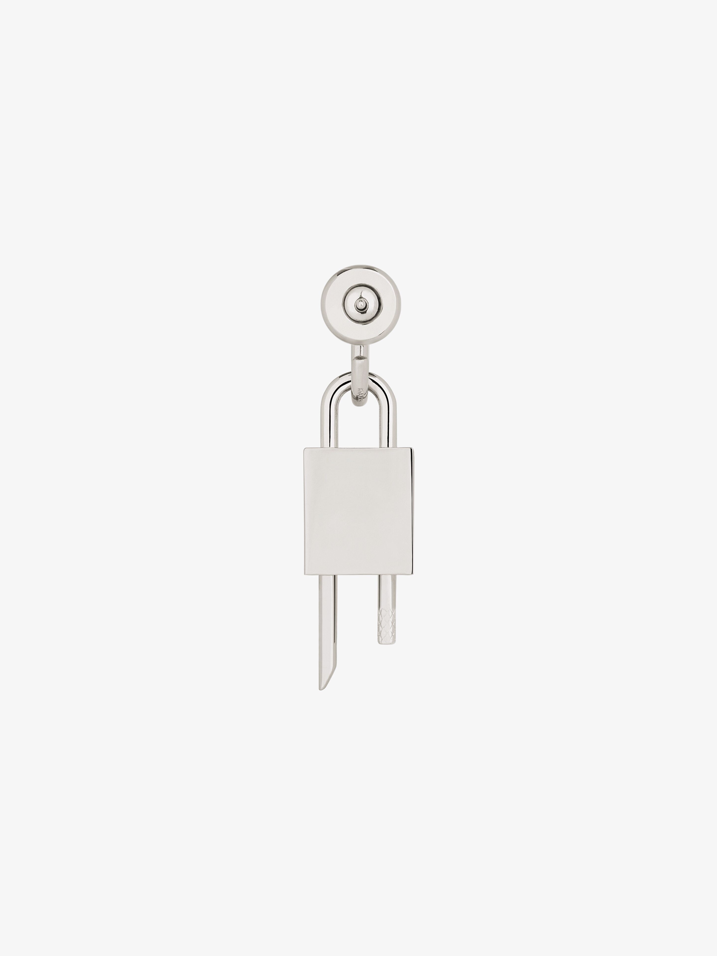 LOCK EARRING IN METAL WITH CRYSTALS - 4