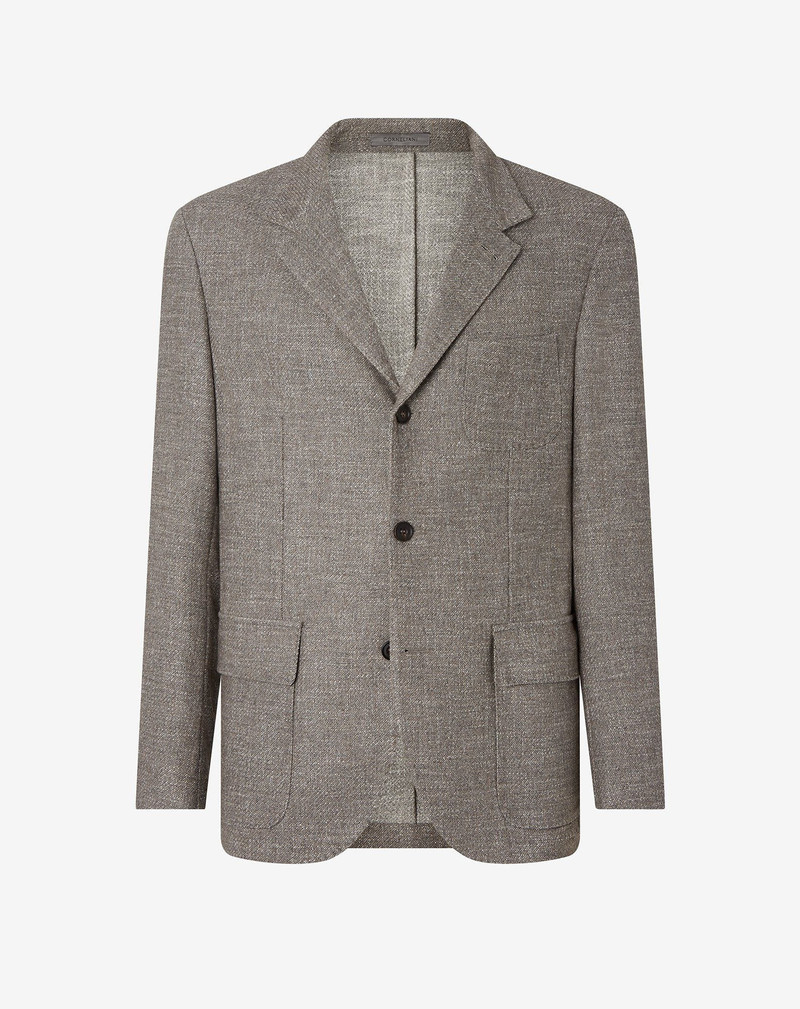 Beige wool, cashmere and stretch silk twill jacket 1