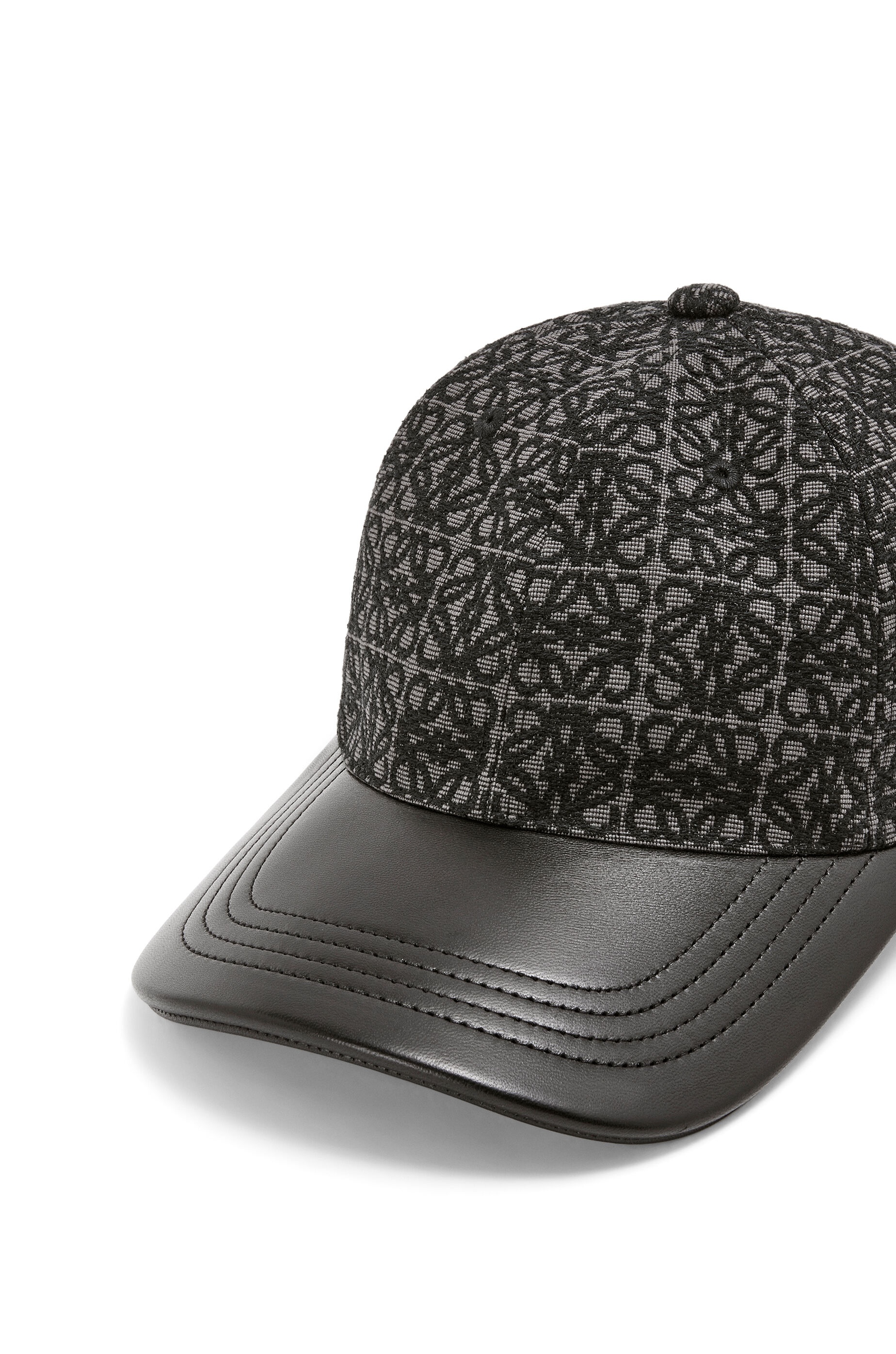 Anagram cap in jacquard and calfskin - 4