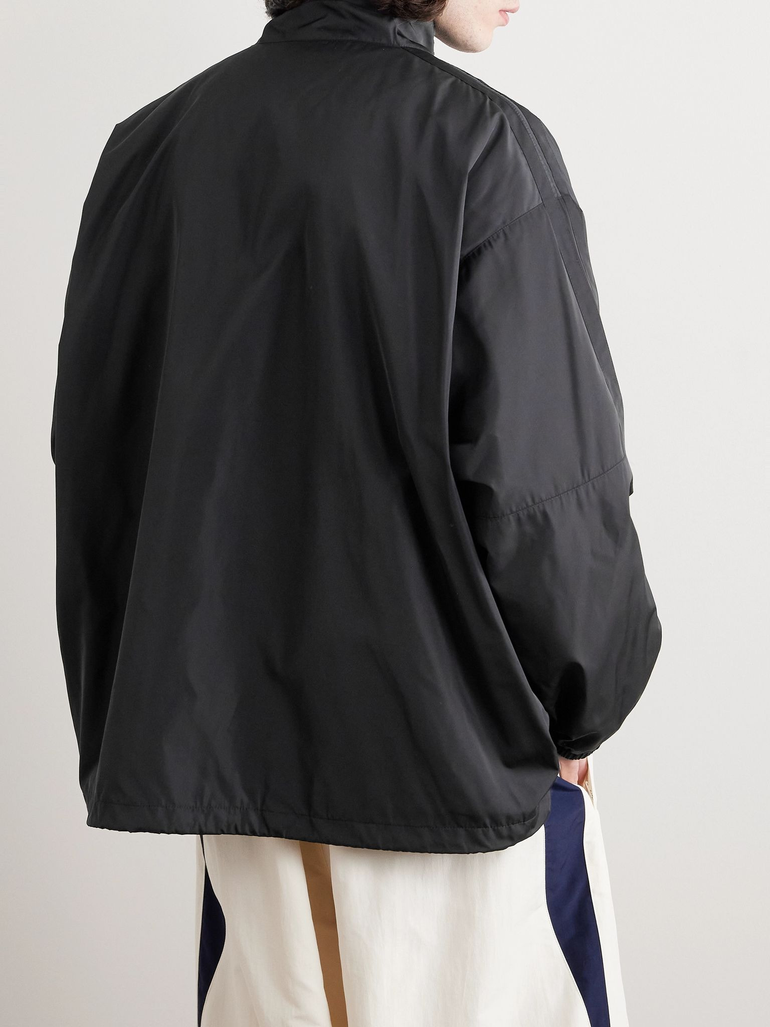 Oversized Logo-Print Colour-Block Shell Jacket Black - 3