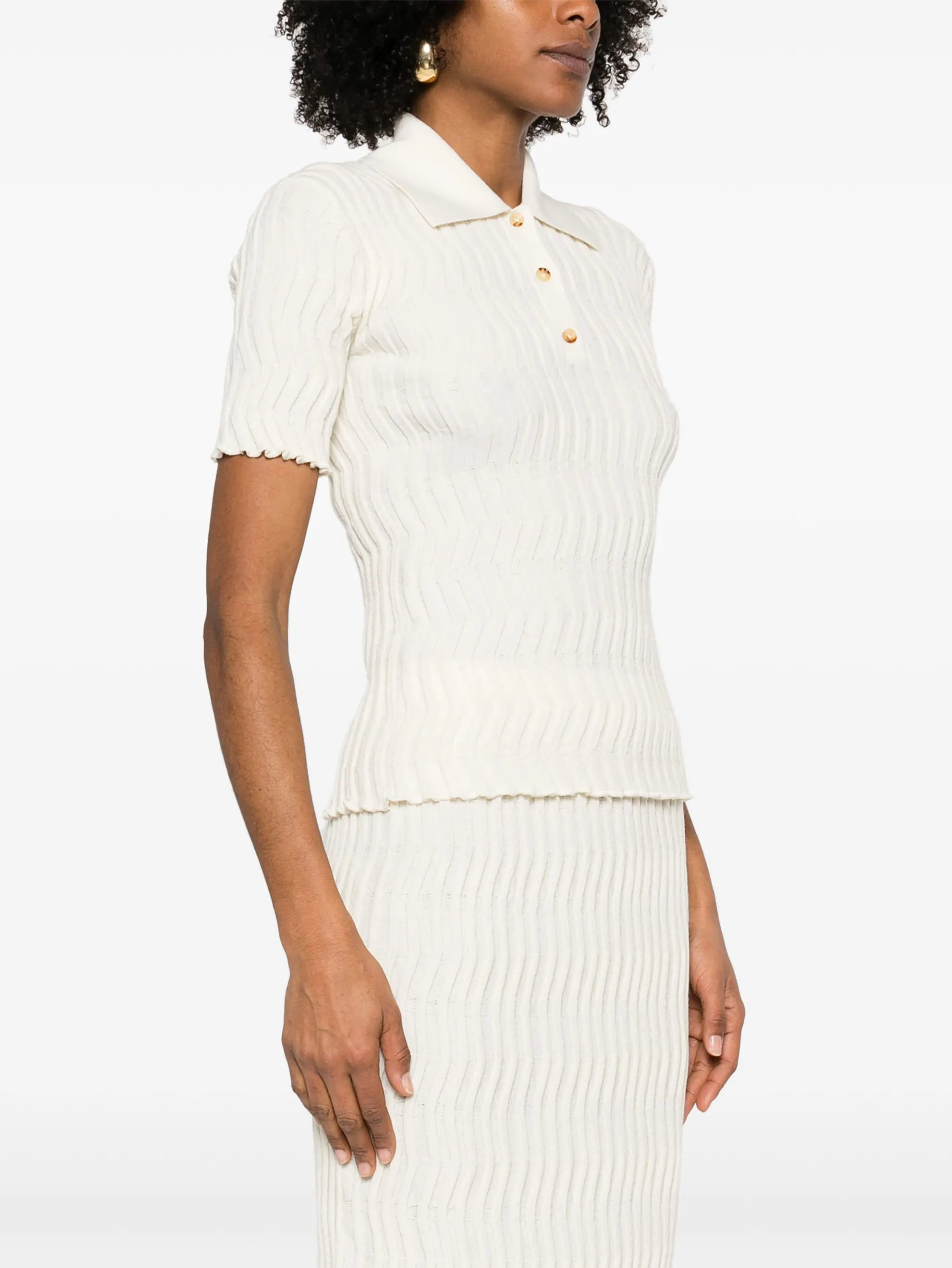 knitted polo top - 3