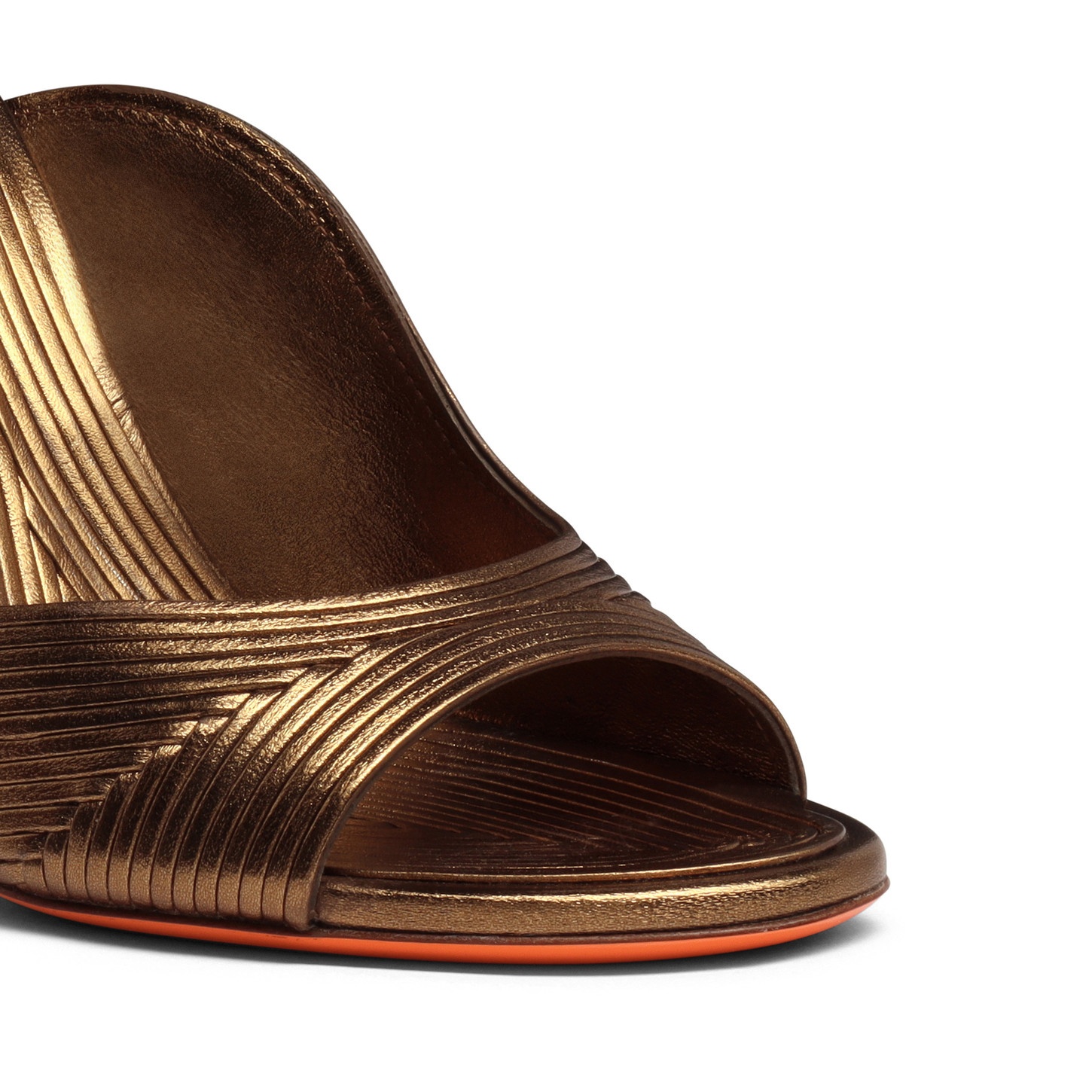 Women's gold leather high-heel sandal - 6