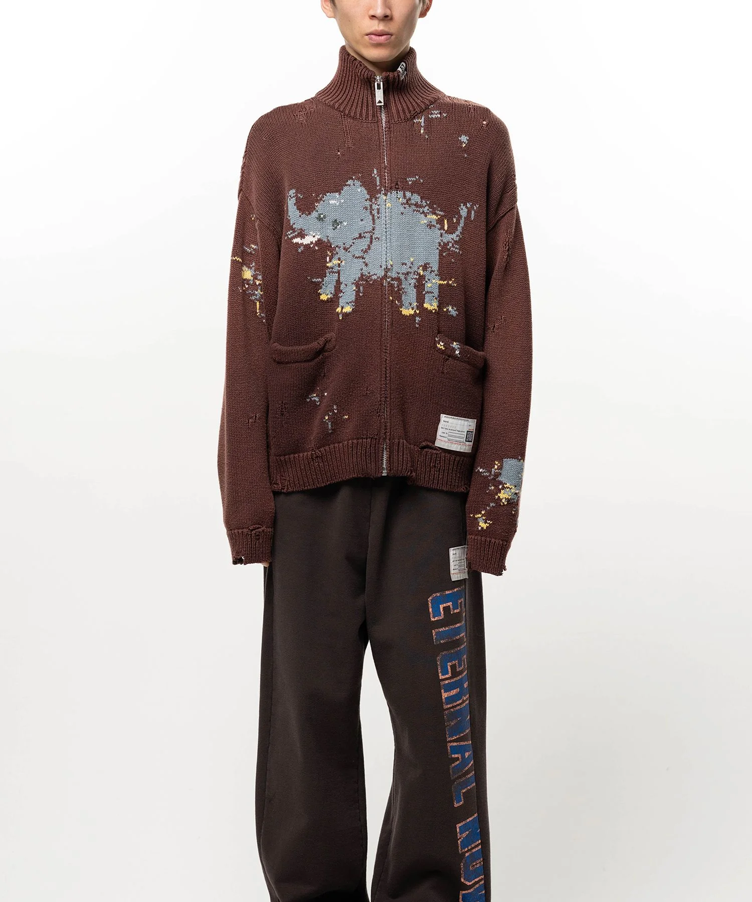 Elephant Jacquard Knit Cardigan - 1