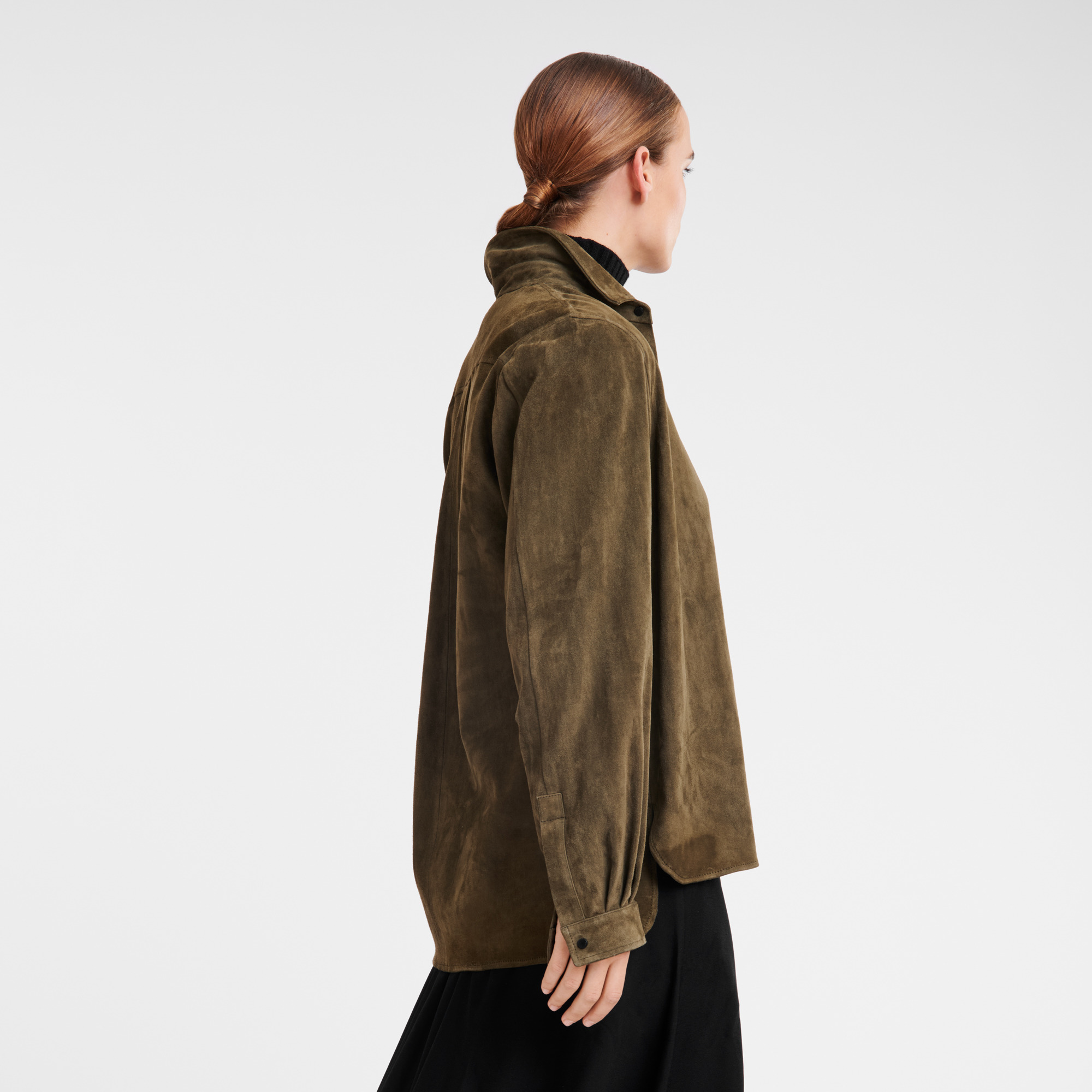 Straight leather shirt Khaki - Leather - 3
