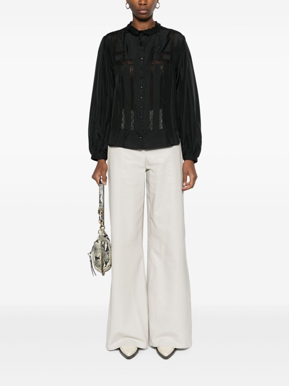 Zayen sheer-lace silk blouse - 2