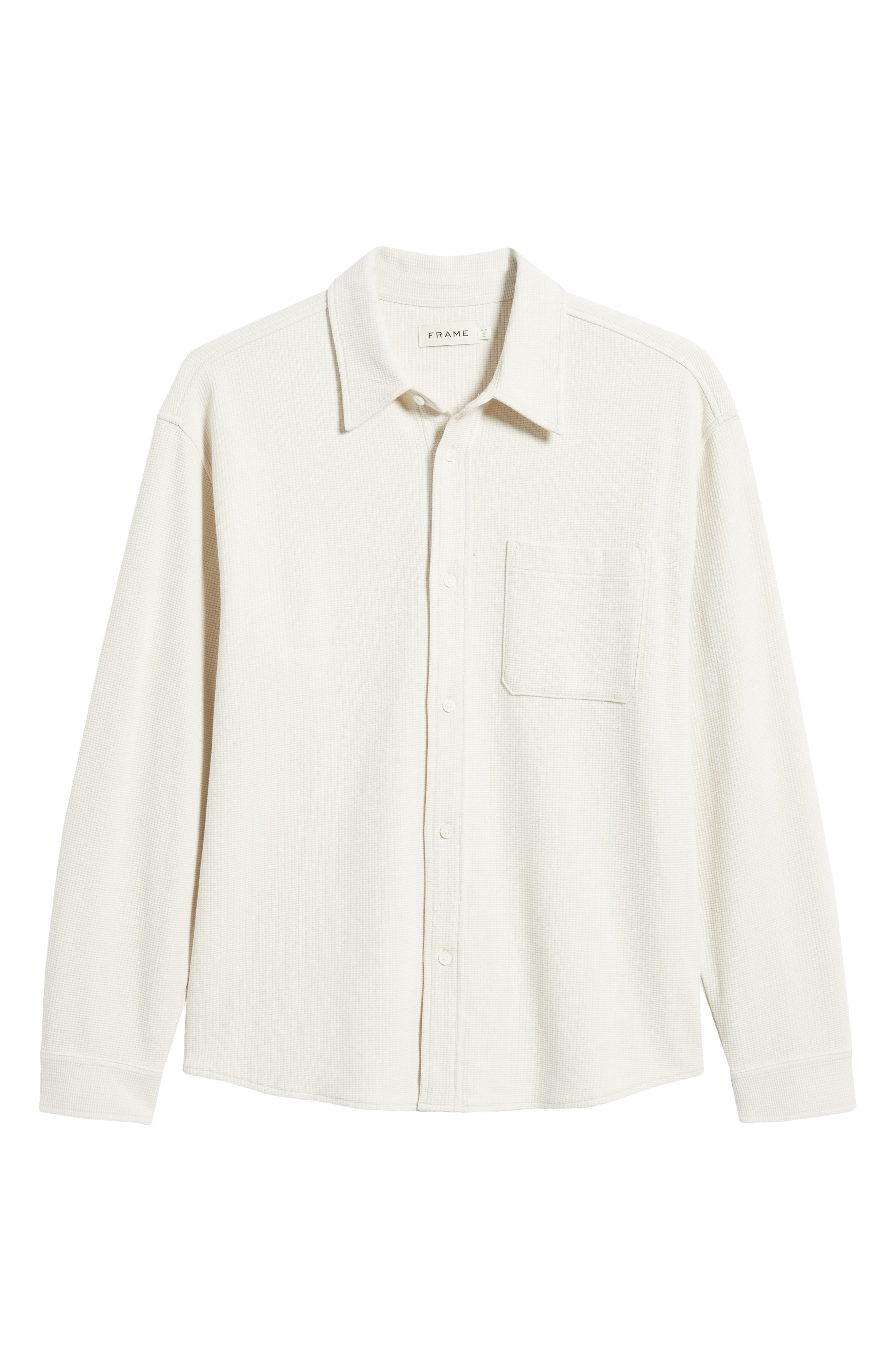 FRAME Waffle Textured Button-Up Shirt in Warm White at Nordstrom - 6