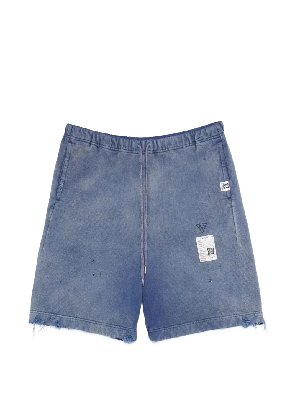 drawstring distressed shorts - 1