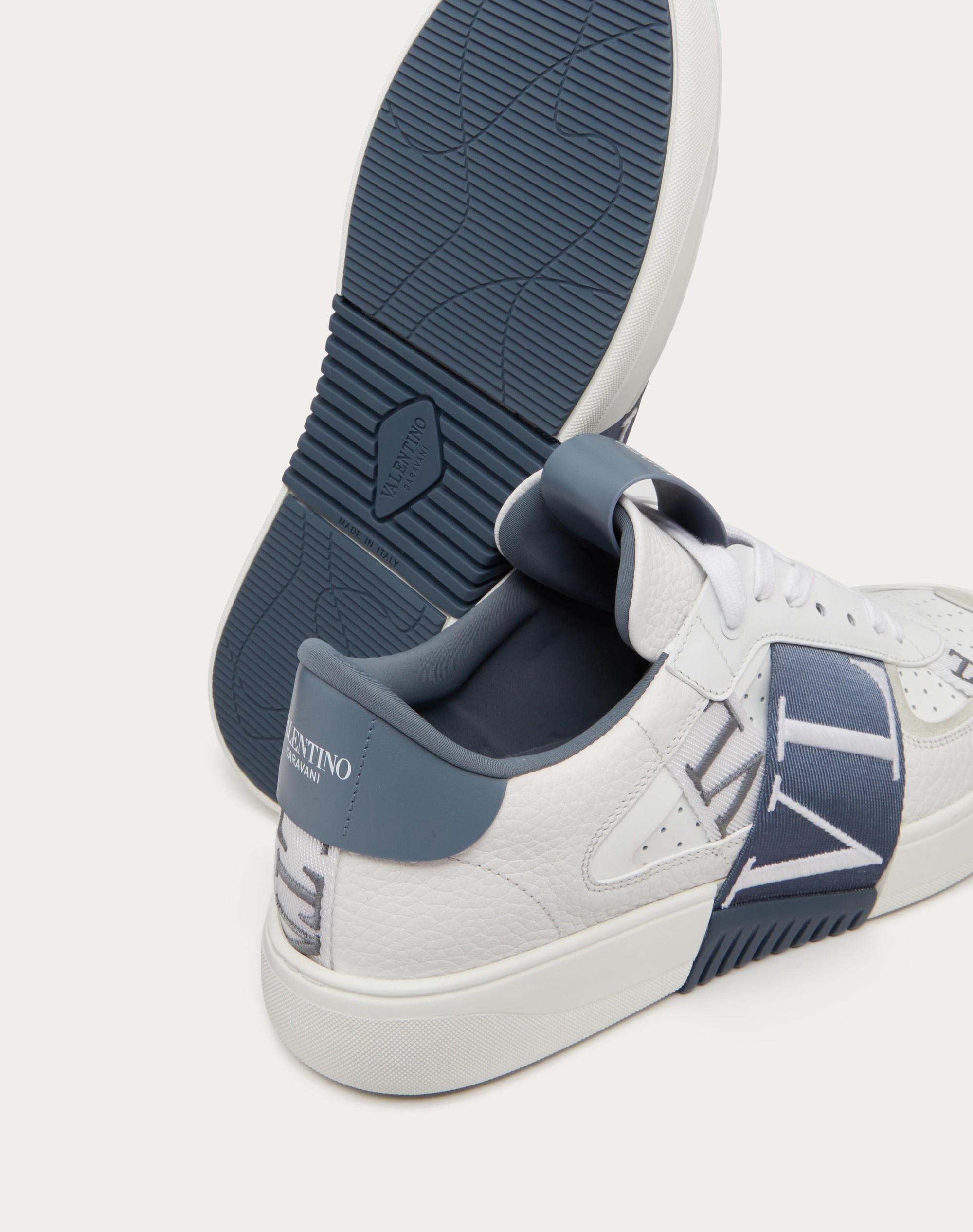 VL7N LOW-TOP CALFSKIN AND FABRIC SNEAKER WITH BANDS - 5