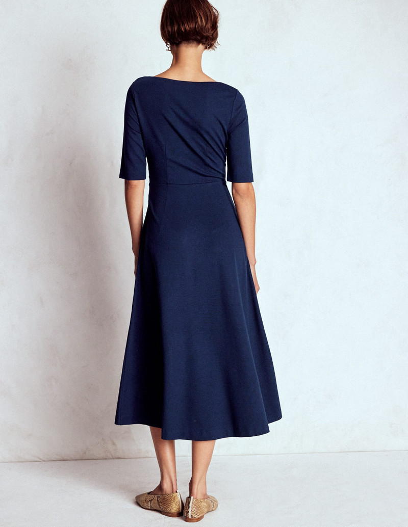 Mathilde Tie Waist Ponte Dress-Navy 4