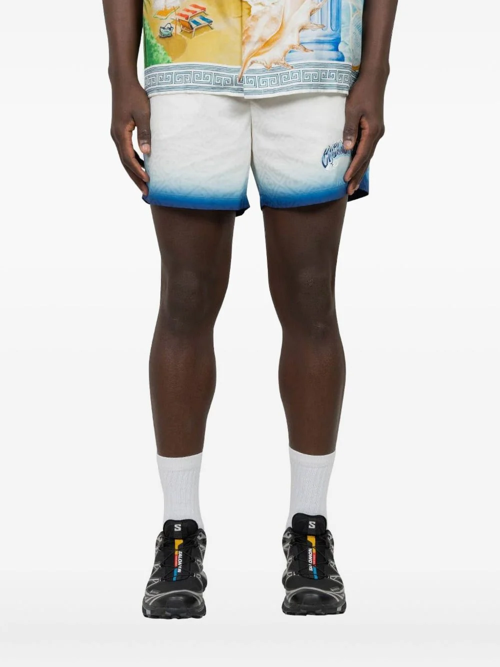 logo-print ombré-effect shorts - 1