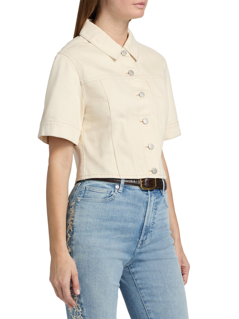Women's Malcom Slub Denim Short-Sleeve Jacket - Ecru 4