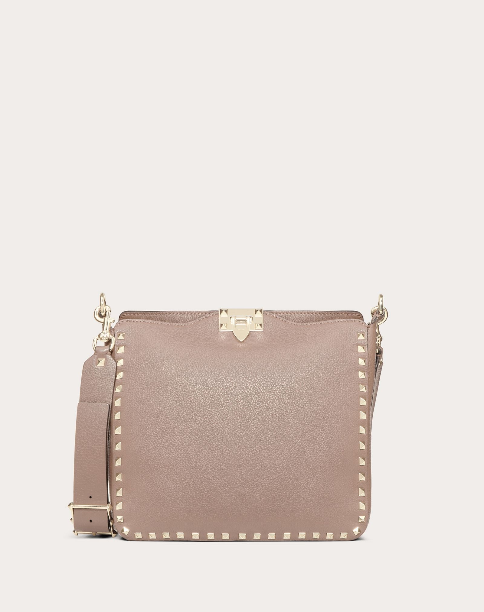 Small grain calfskin leather Rockstud hobo bag - 1