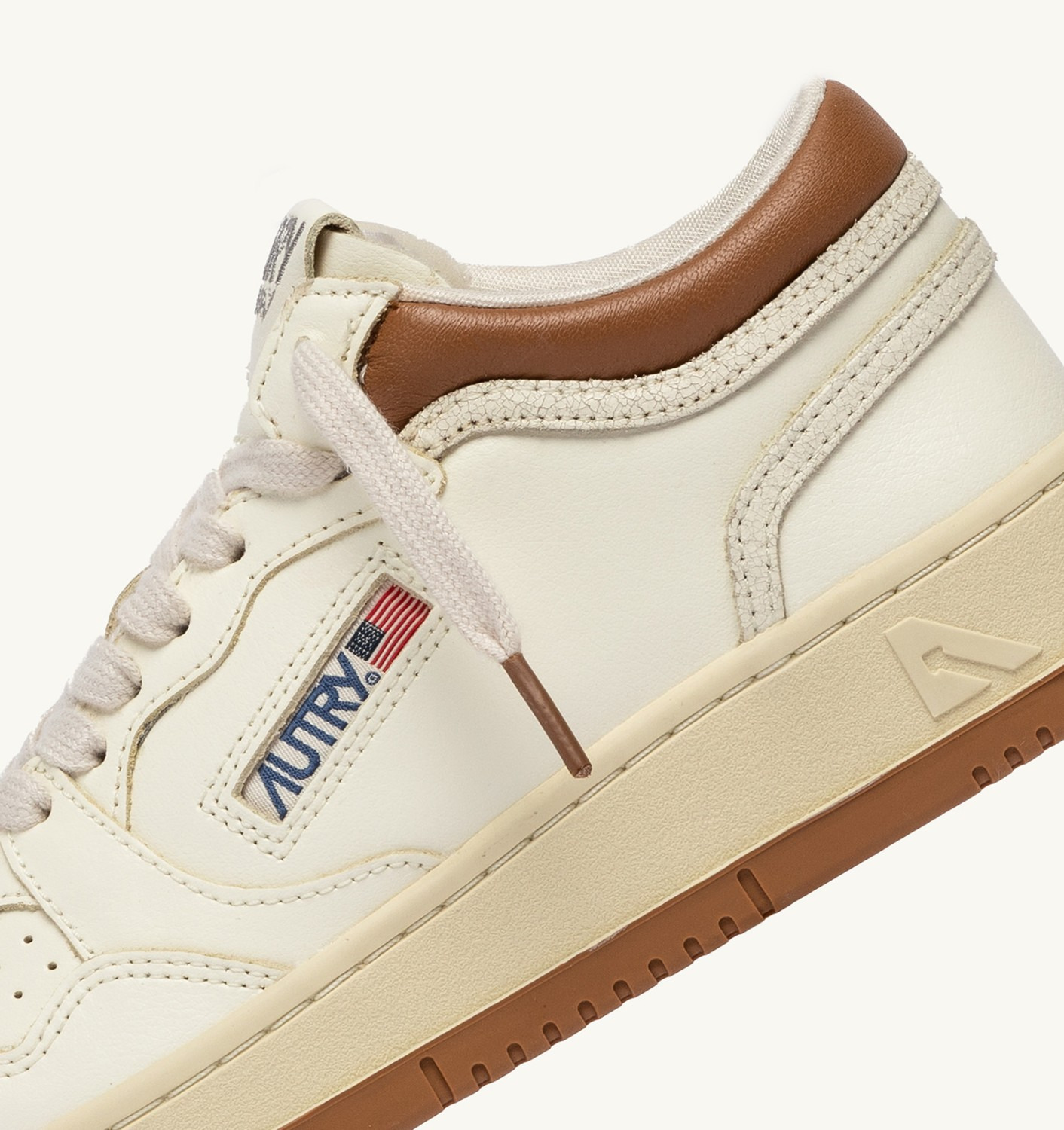 MED-WAY SNEAKERS IN LEATHER COLOR MARSHMALLOW AND BROWN SUGAR - 6