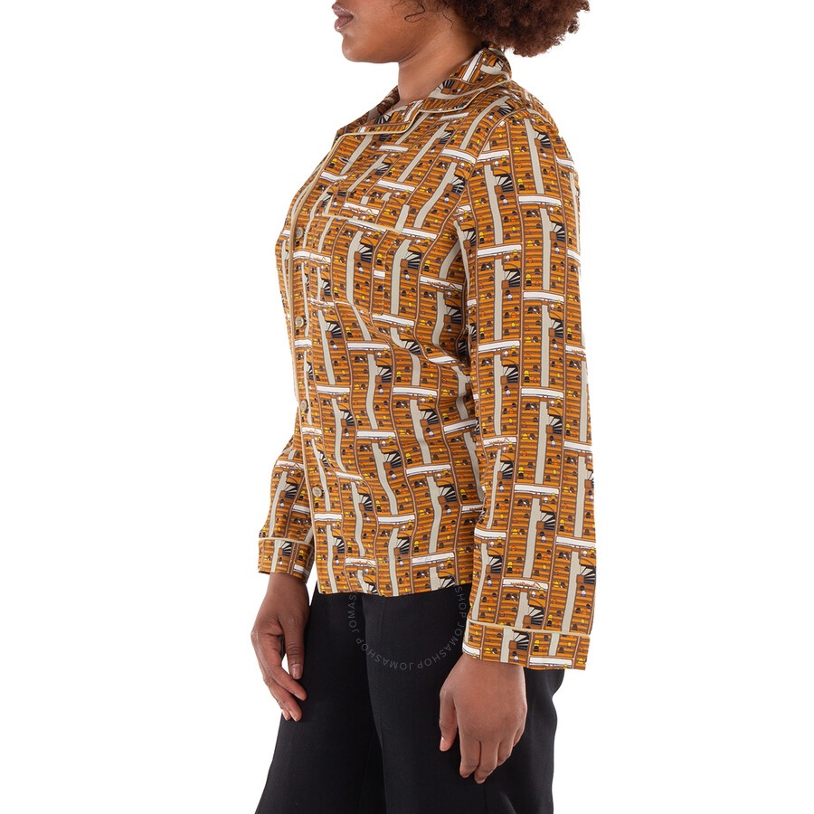 Burberry Graphic Printed Notched Collar Pajama Shirt - 4