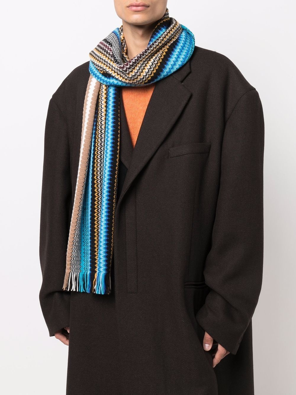 scallop stripe knit scarf - 2