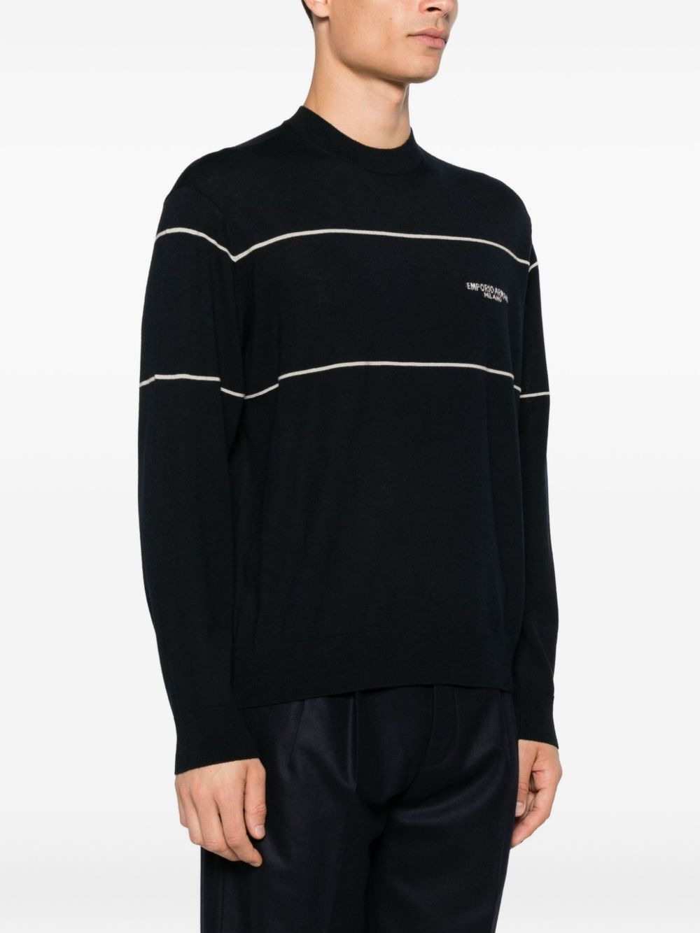 stripe-detail wool sweater - 3