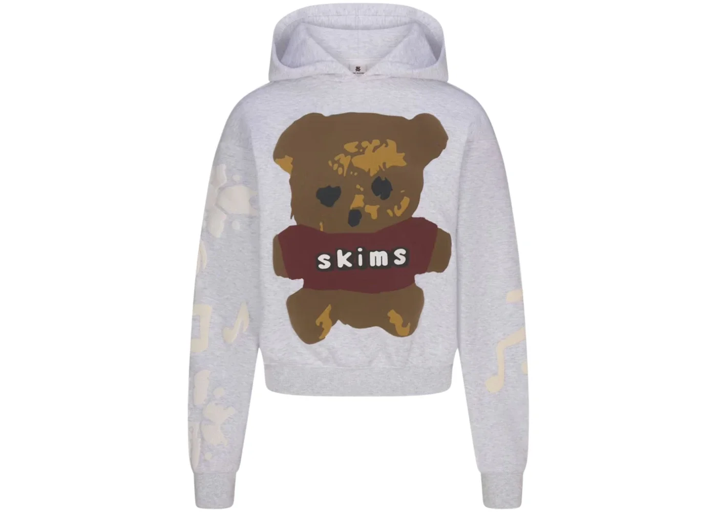 SKIMS x Cactus Plant Flea Market Women's Cotton Fleece Hoodie Light Heather Grey Teddy Bear Print - 1