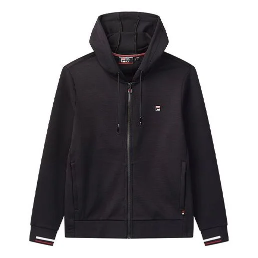 FILA Embroidered Logo Knit Hooded Jacket Blue F11M031503FNV - 1