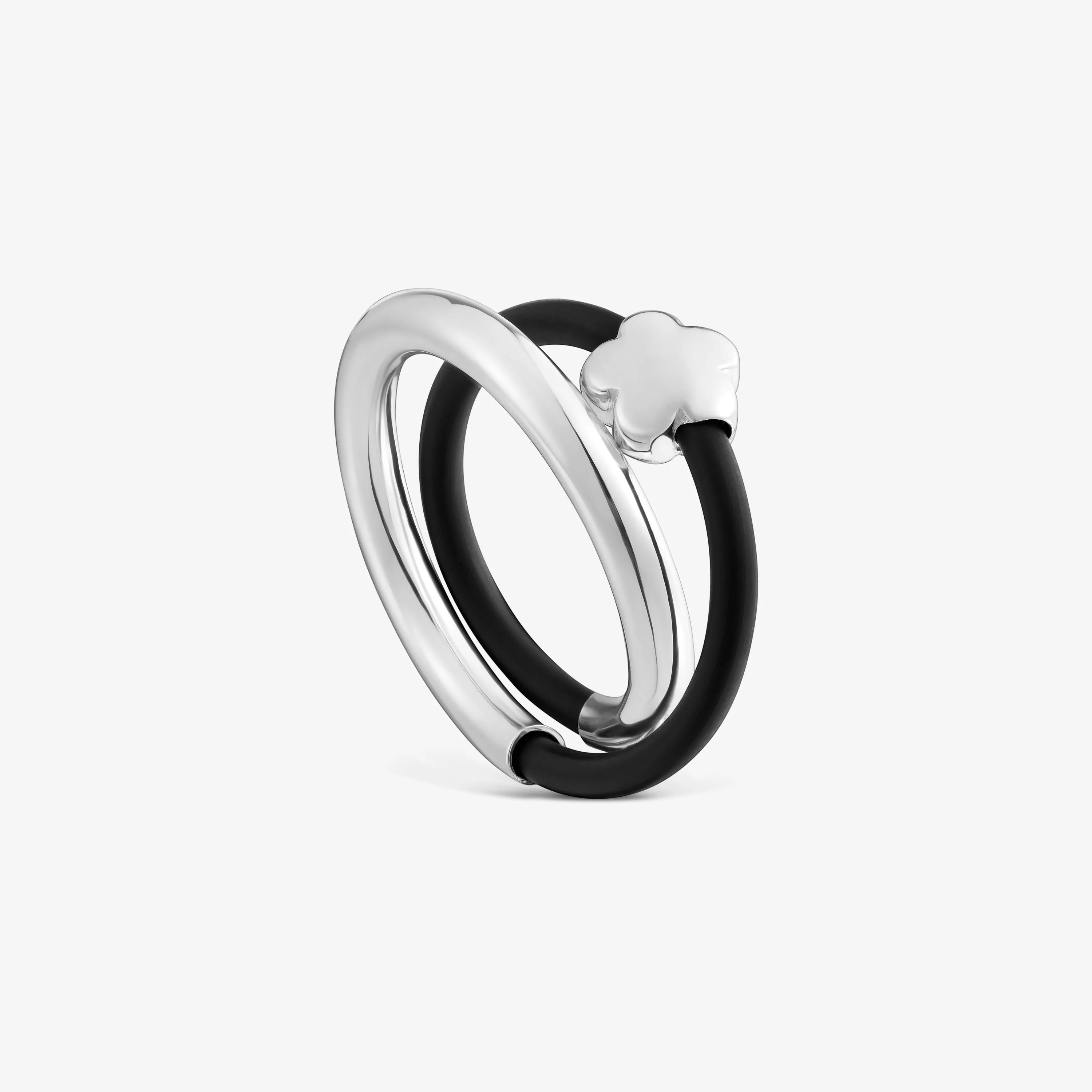 Silver and rubber flower Double ring TOUS Bold Motif - 1