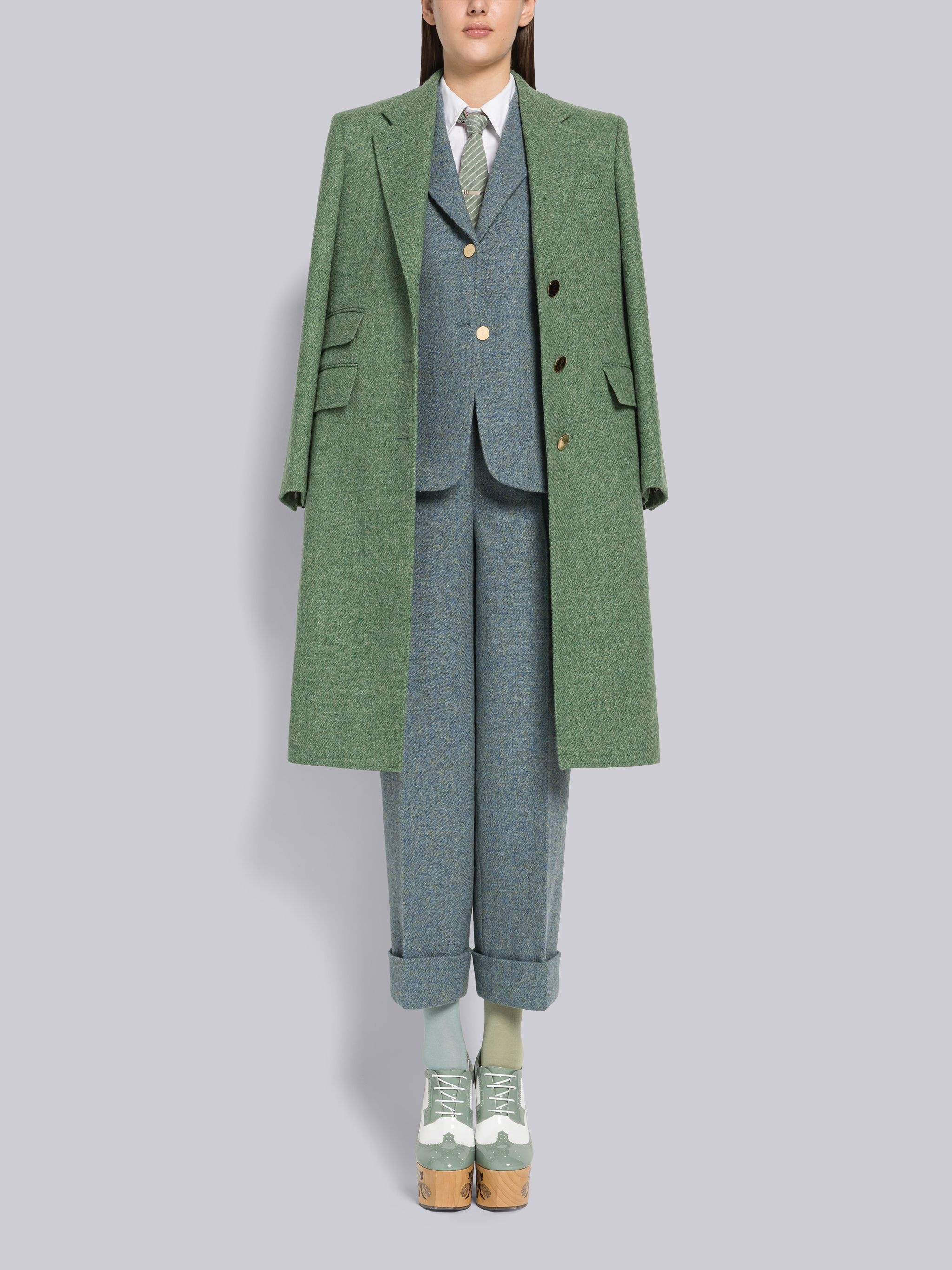 Harris Tweed Single Vent Overcoat - 4