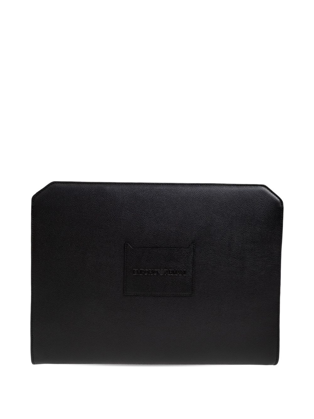 logo-plaque leather clutch bag - 3